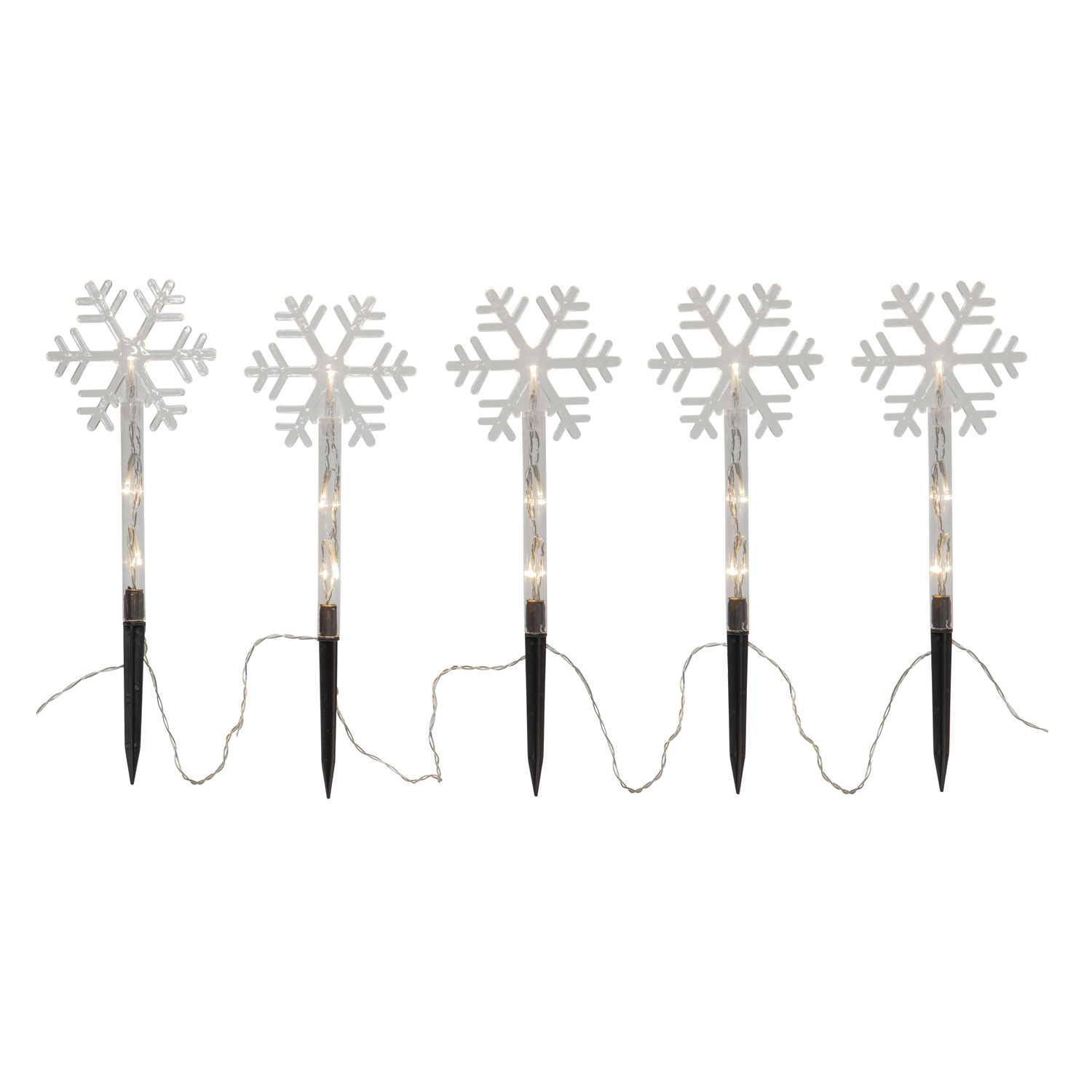 LED Schneeflocken Wandy - Dekostab - mit Erdspieß - H: 25cm - Timer - Batterie - Outdoor