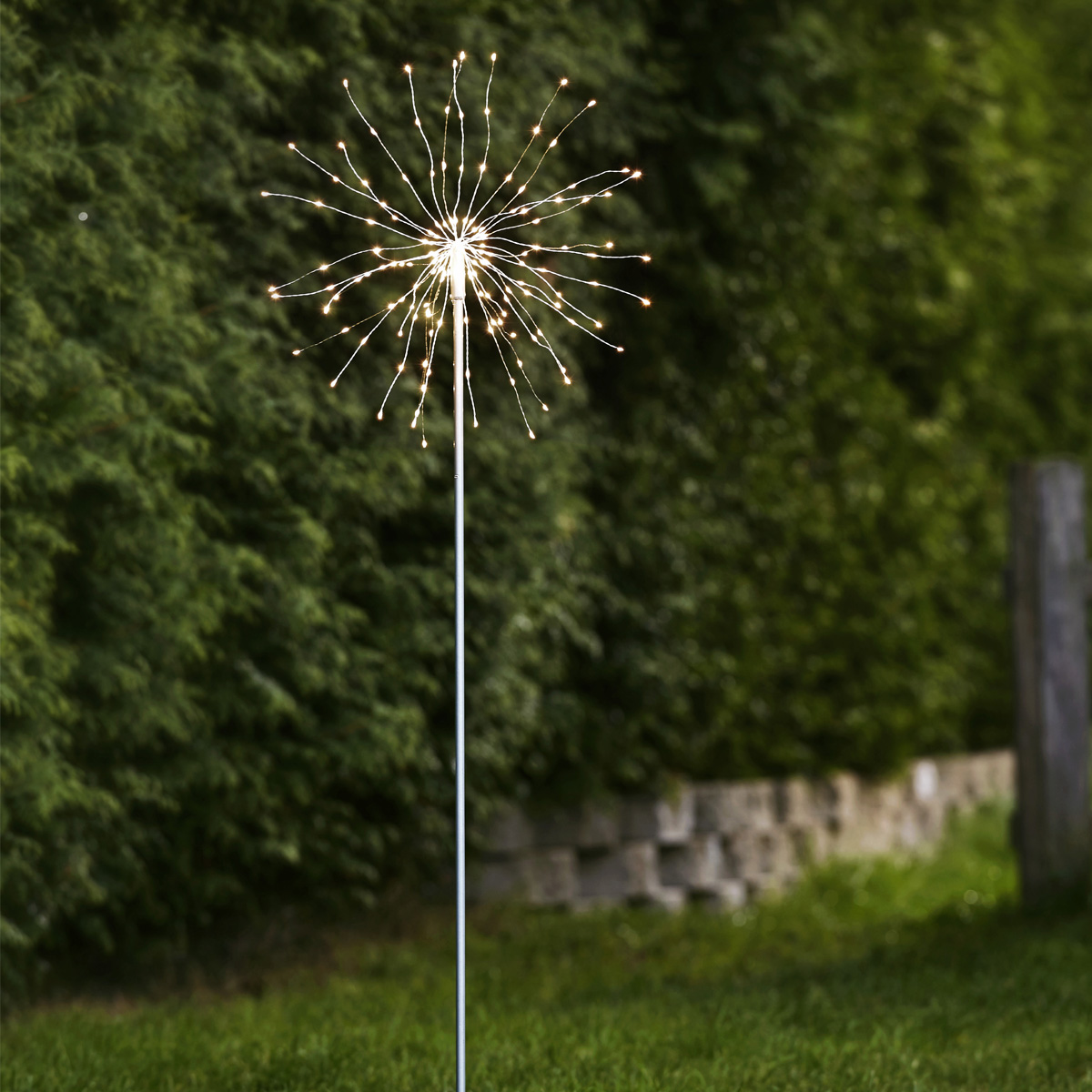 LED Dekostab "Firework" - H: 110cm - 160 kleine daylight LED - inkl. Trafo - outdoor - silber