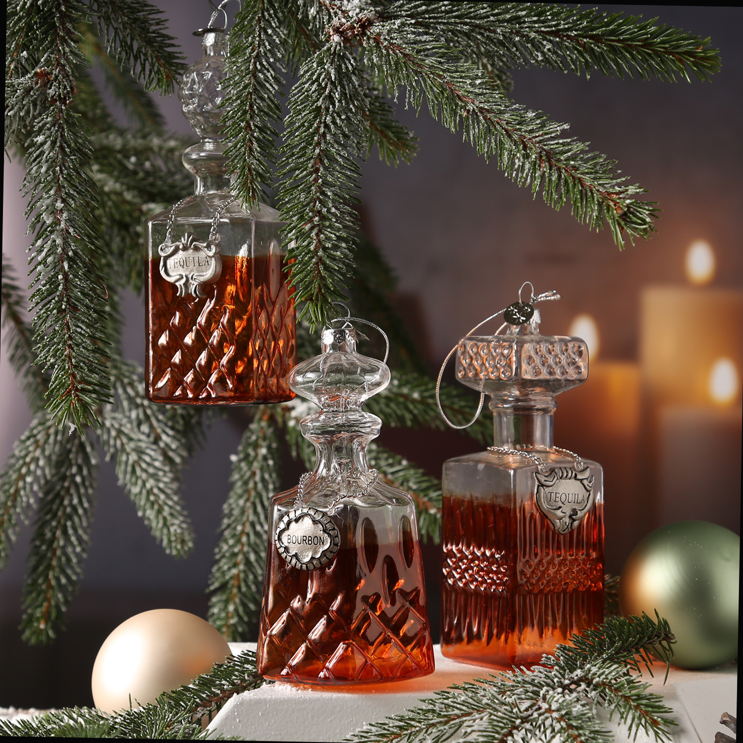 Christbaumschmuck TEQUILA - Glas - inkl. Aufhänger - H: 14,9cm - eckig - transparent