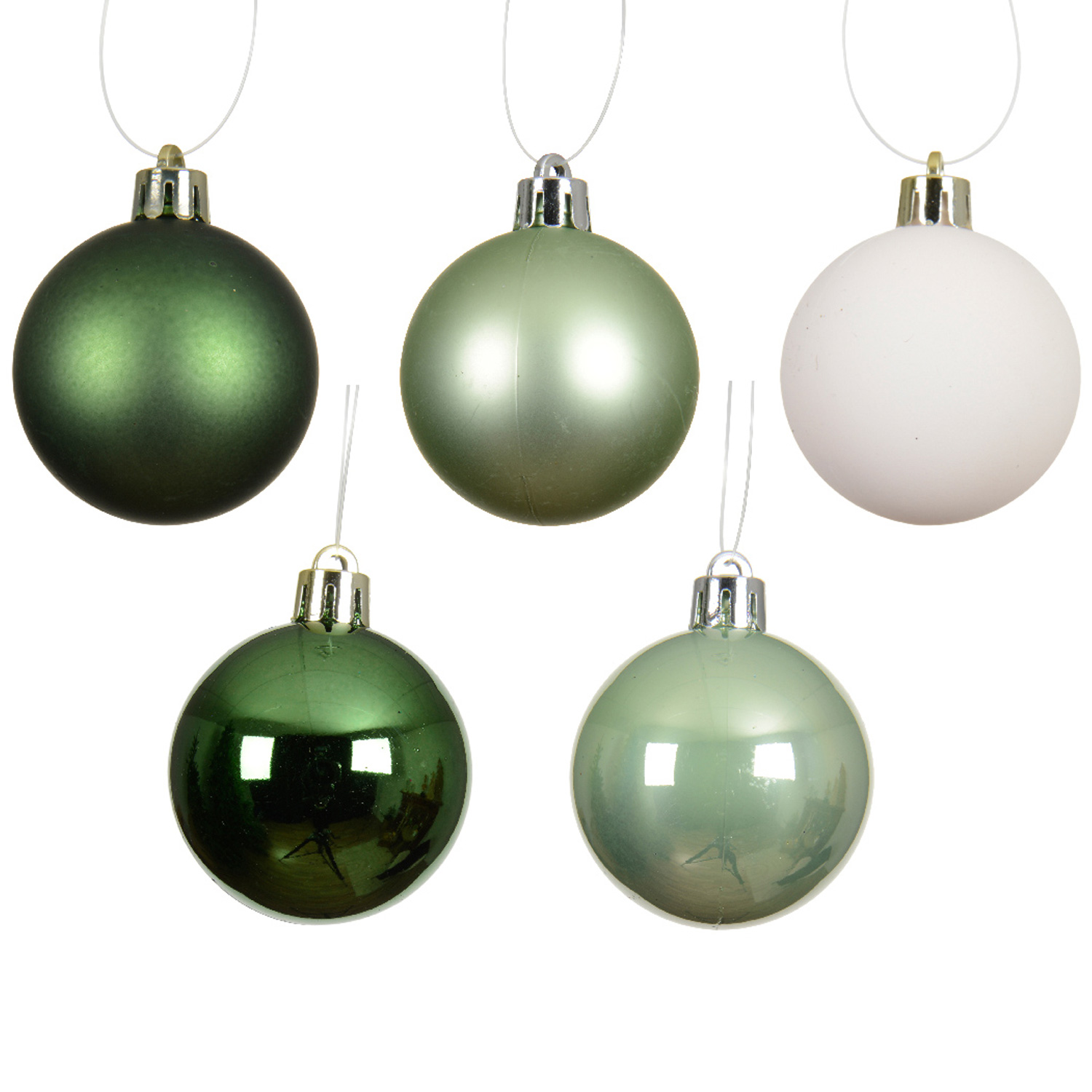 Christbaumkugeln - Weihnachtskugeln - bruchfest - D: 6cm - glänzend/matt - grün, weiß - 30St.