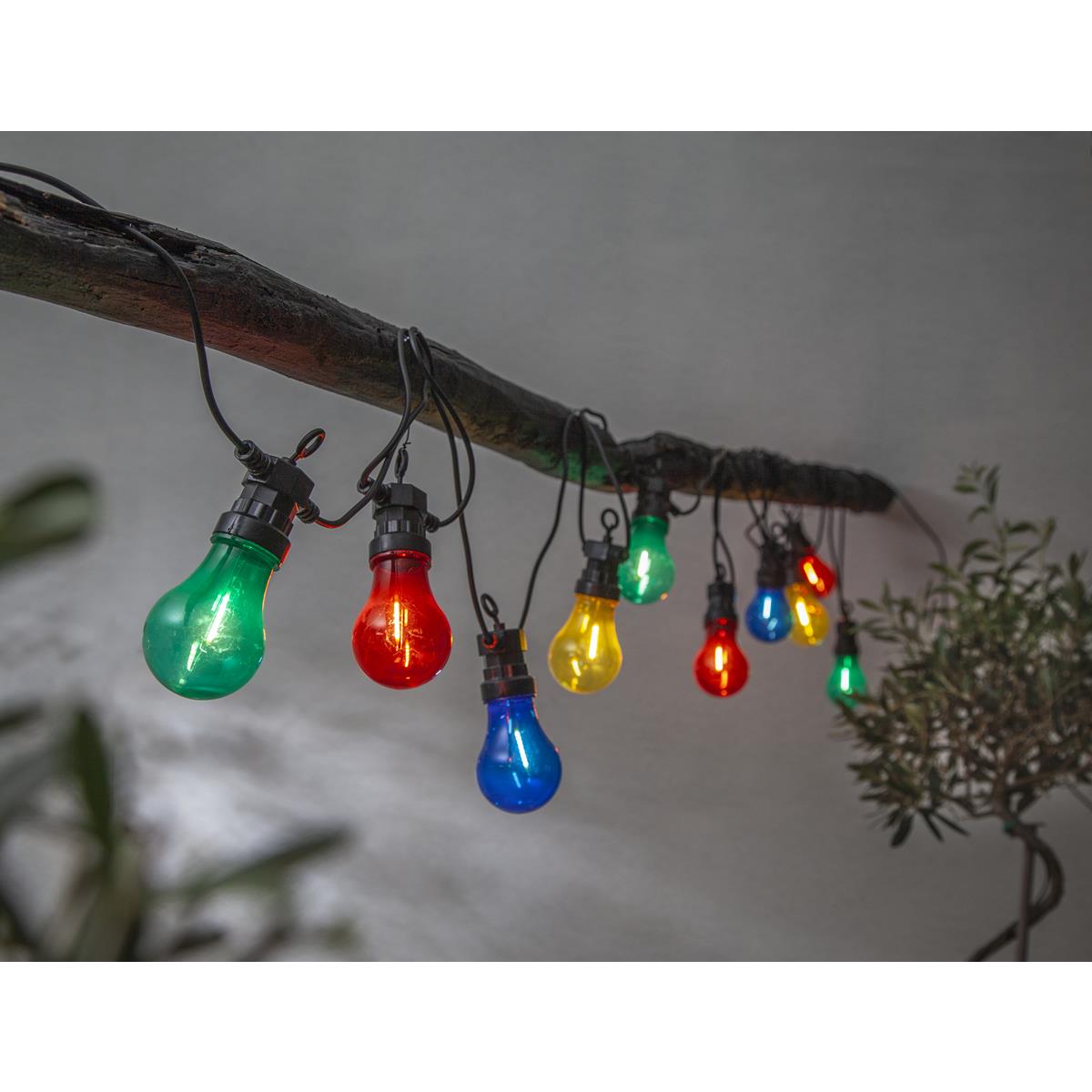 LED Lichterkette "Circus Filament" - 10 Birnen - bunte Filament LED - 4,05m - inkl. Trafo - outdoor