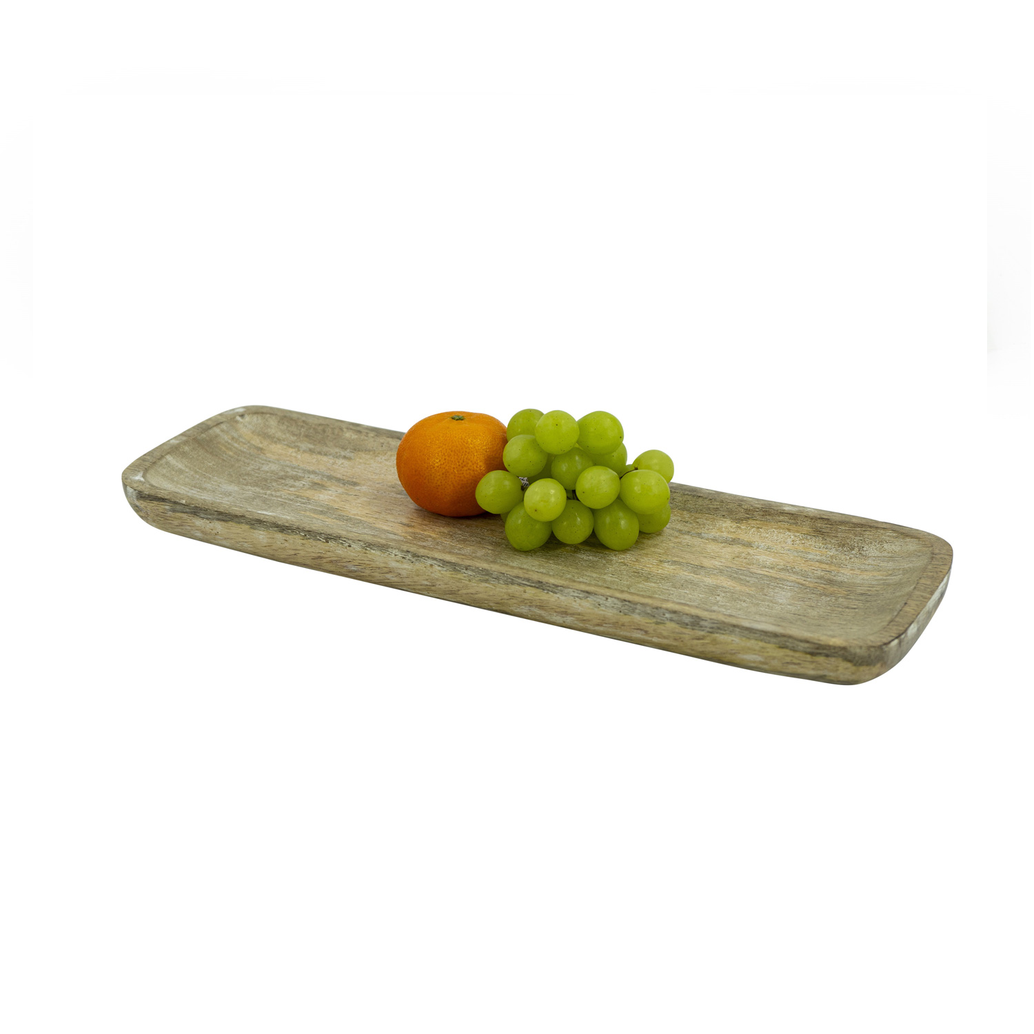 Holztablett - rechteckig - Mangoholz - L: 38cm - H: 2cm - natur, weiß