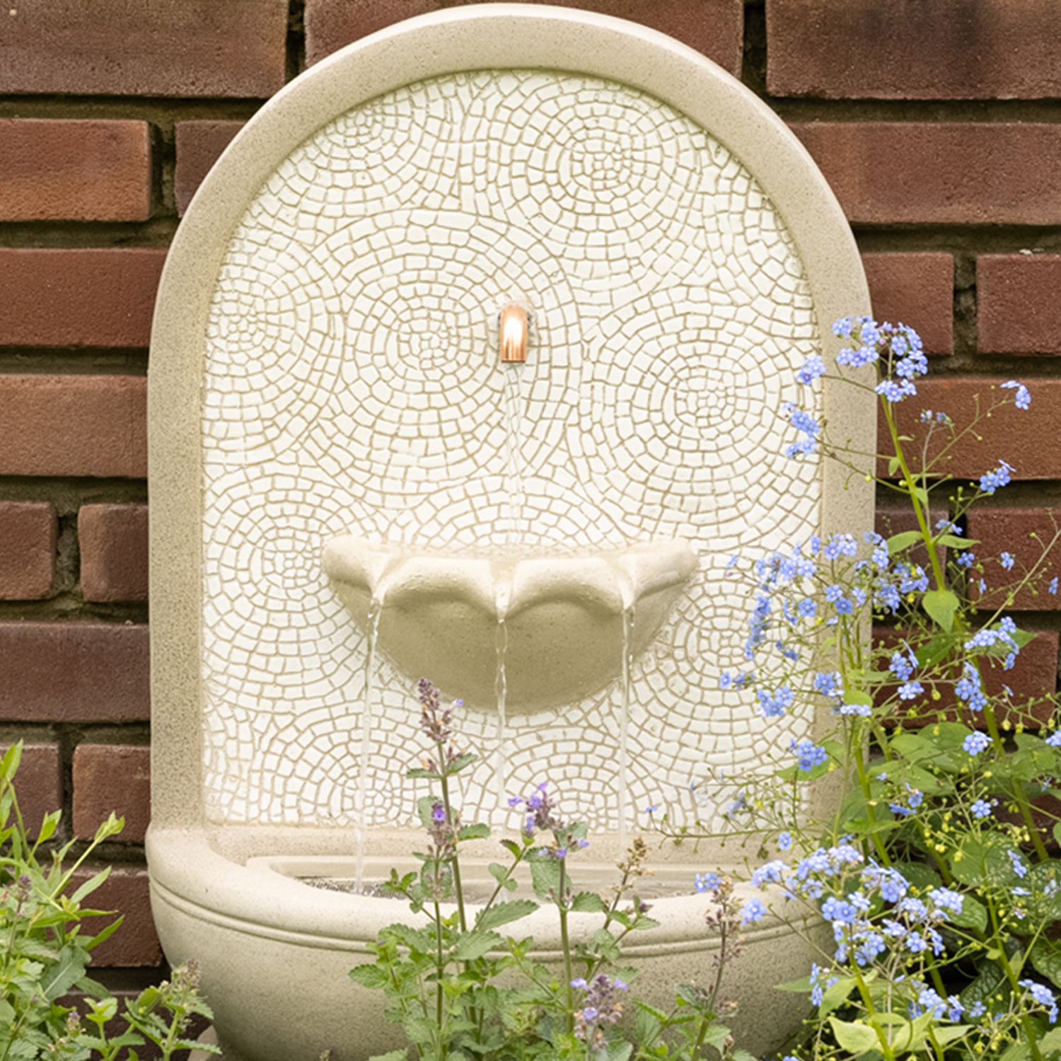 Brunnen - Wand- und Standbrunnen - rund - GRC Beton - H: 54cm - Außen - sandfarben