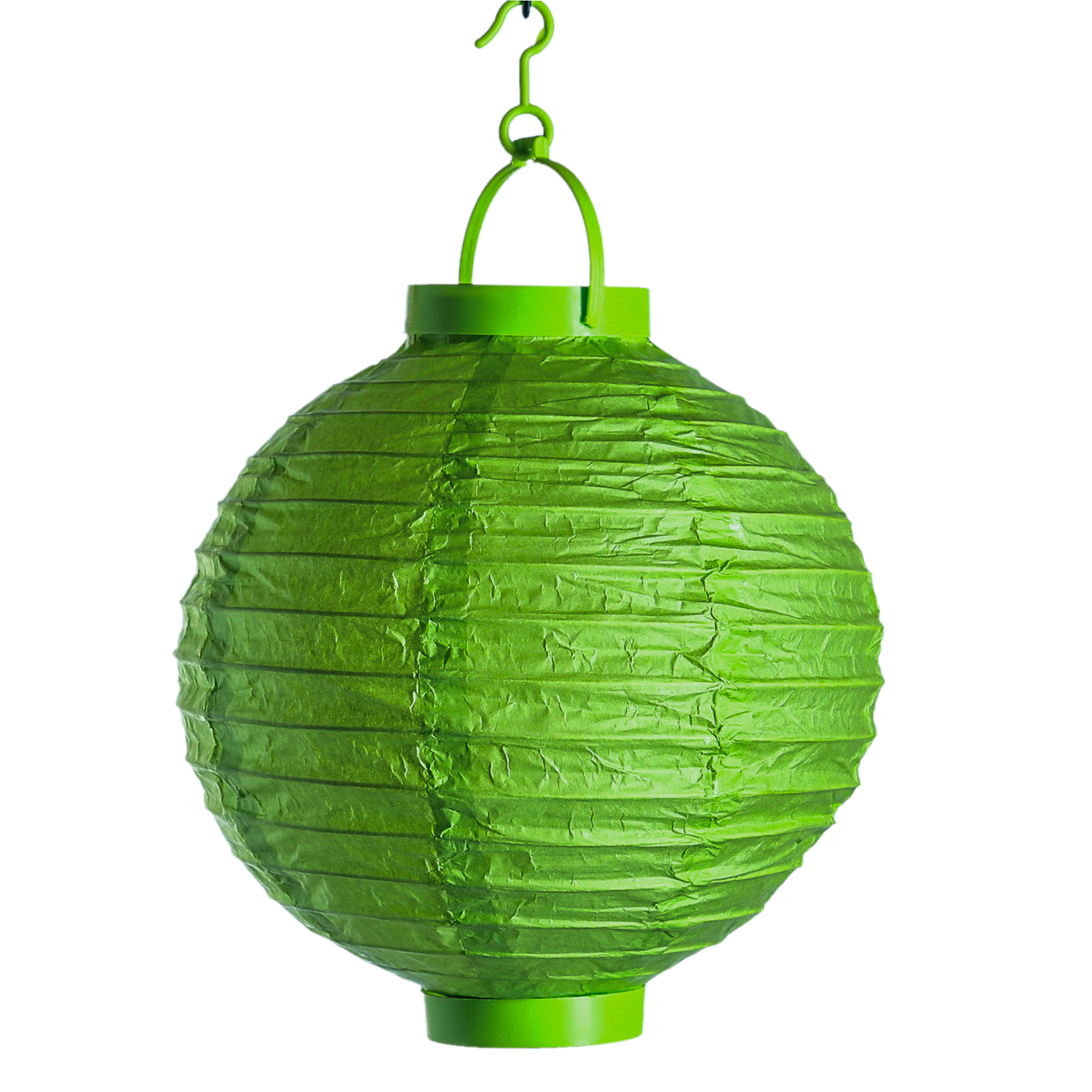 LED Solar Lampion - kaltweiße LED - H: 23cm - D: 20cm - Lichtsensor - grün