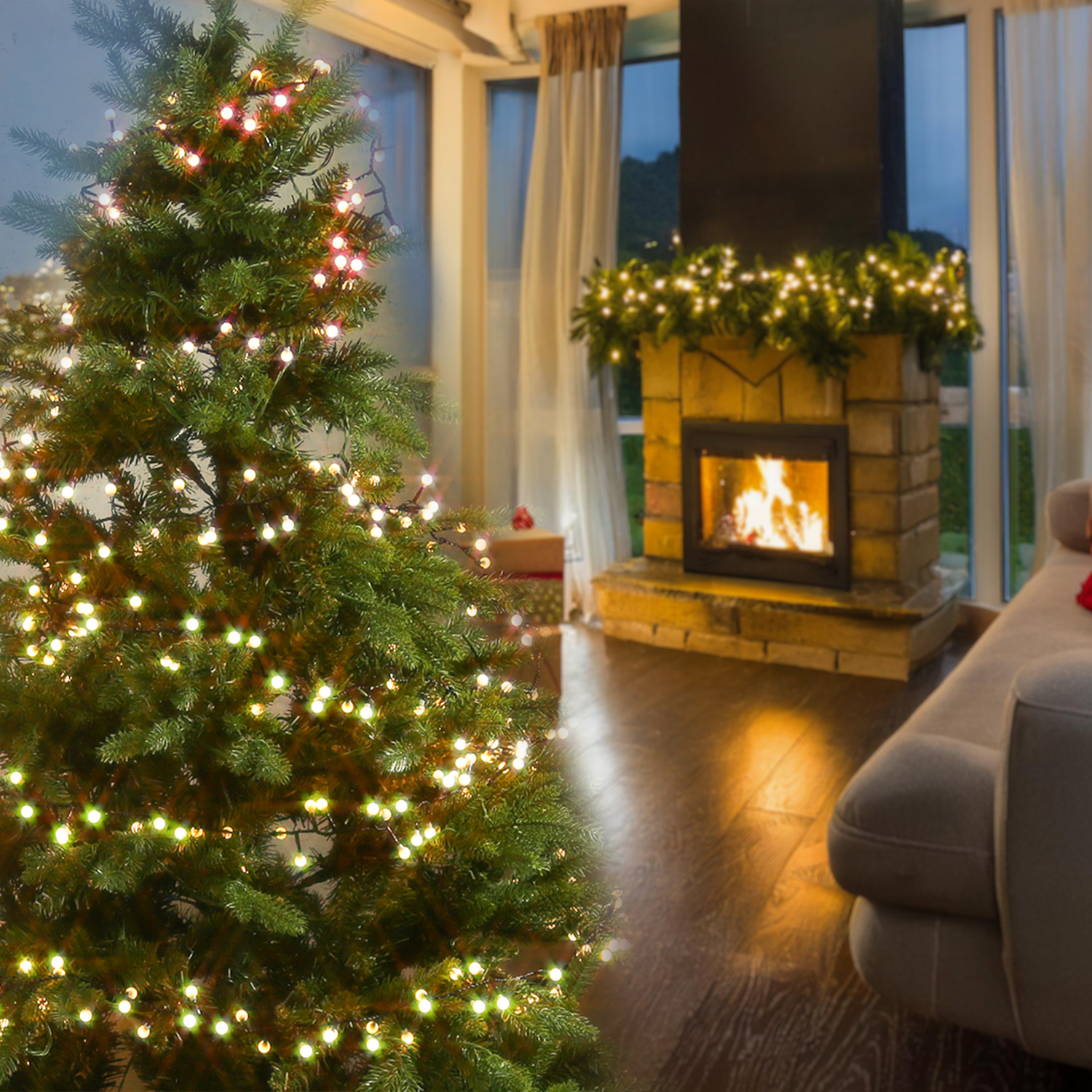 LED Lichterkette BERRY TWINKLE - 500 warmweiße opale Kugeln - 8 Funktionen - L: 11m - für Außen