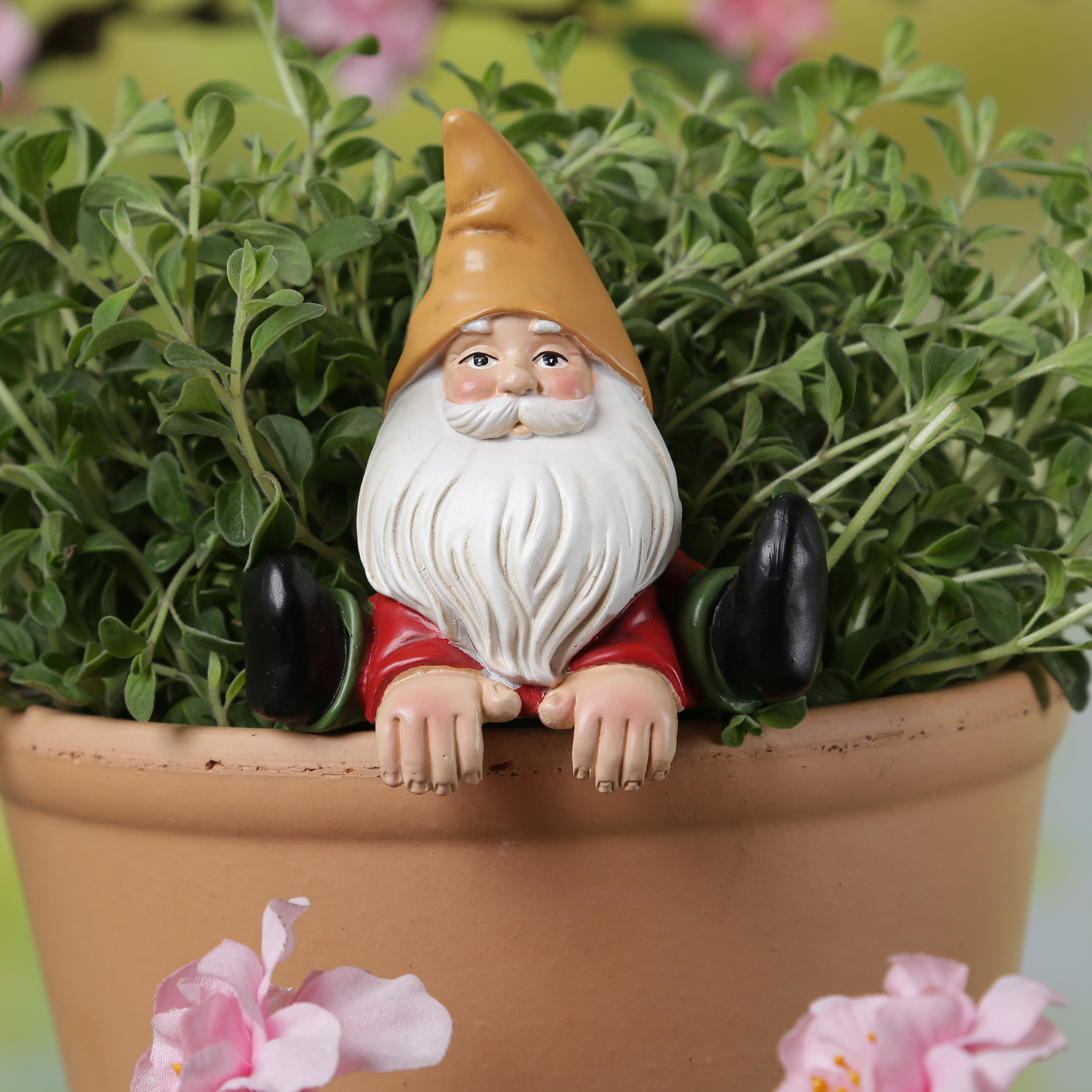 Blumentopfhänger Gartenzwerg - lustige Dekofigur als Topfhänger - Gartenfigur - Polyresin - H: 10cm