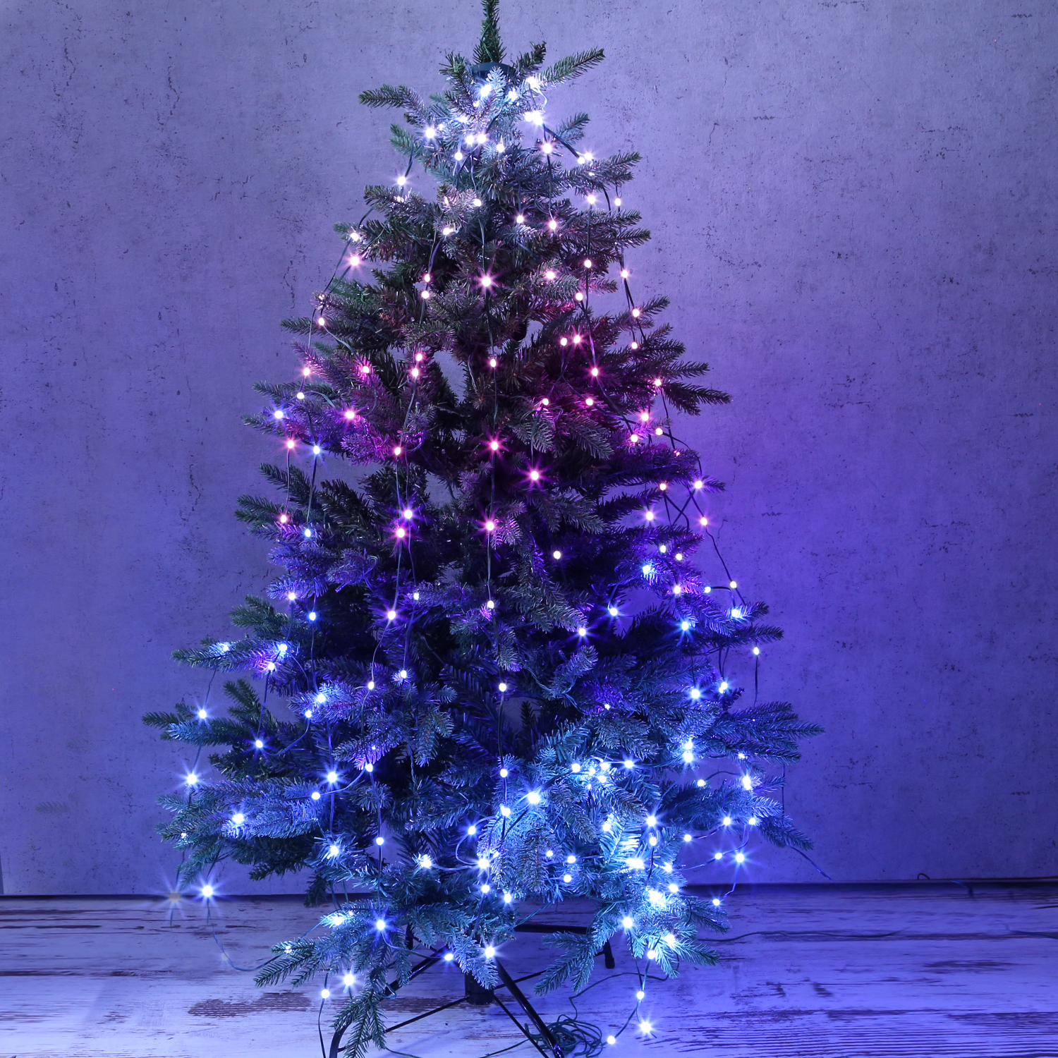 LED Baummantel Lichterkette - 12 Stränge - 252 bunte LED - H: 2,1m - 13 Funktionen - Fernbedienung