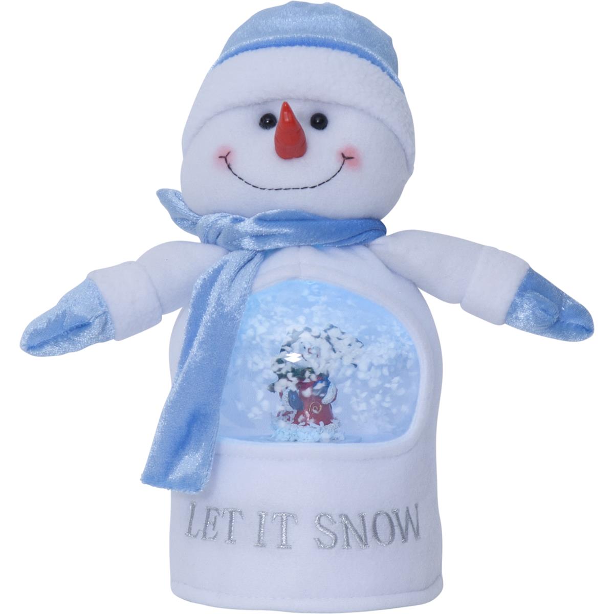 LED Stoff-Figur Schneemann - Schneekugel mit Sensor - 1 warmweiße LED - H: 26cm - Batteriebetrieb
