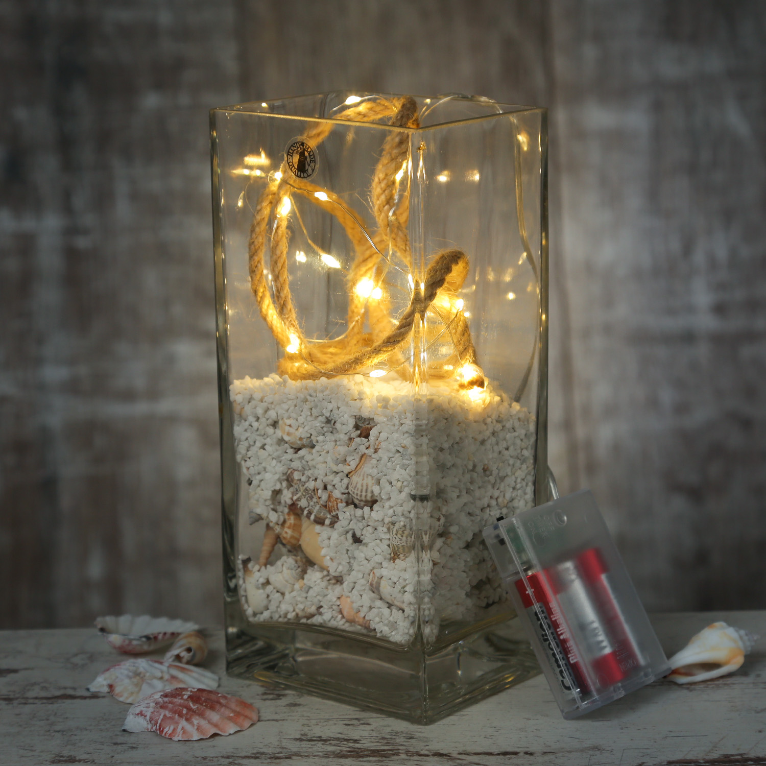 LED Lichterkette Seil - Deko-Tau - 20 warmweiße LED - L: 1m - Timer - Batterie - für Innen