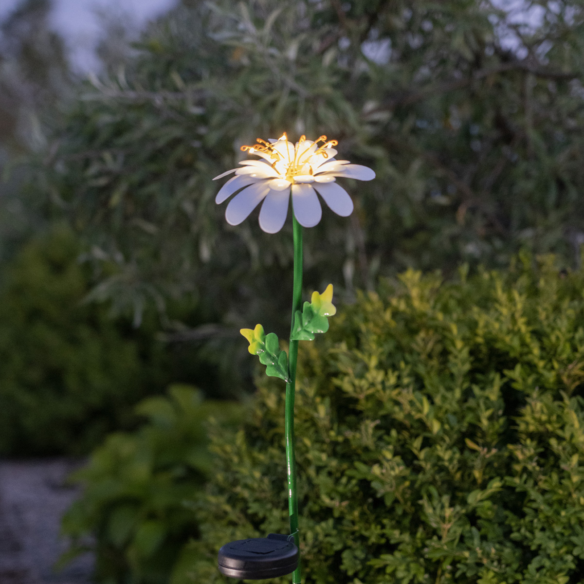 LED Solarstab "Gänseblümchen" - 10 warmweiße Dew Drop LED - H: 77cm - Dämmerungssensor