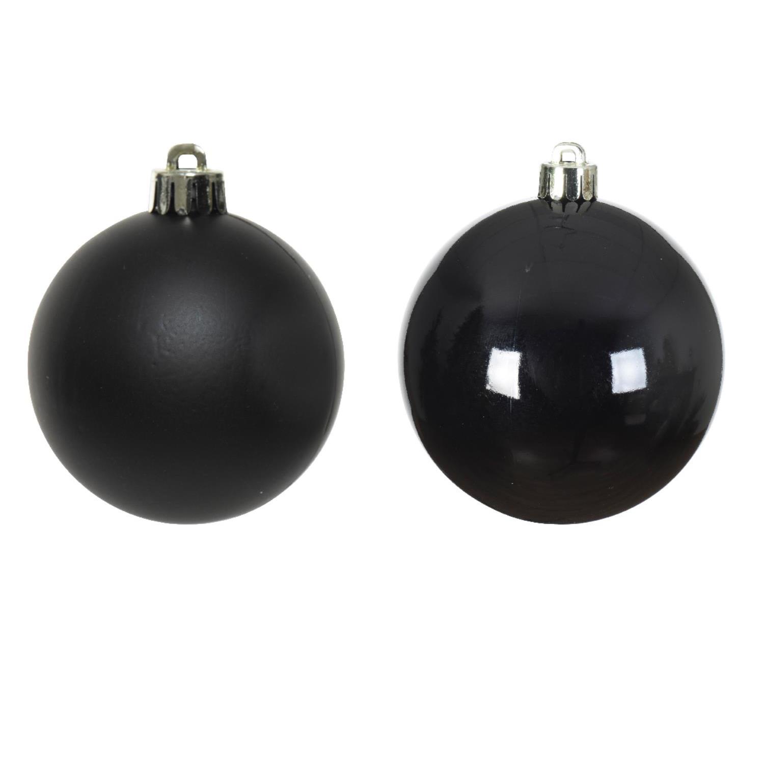 Christbaumkugeln - Weihnachtbaumskugeln - bruchfest - D: 6cm - glänzend/matt  - schwarz - 12er Set