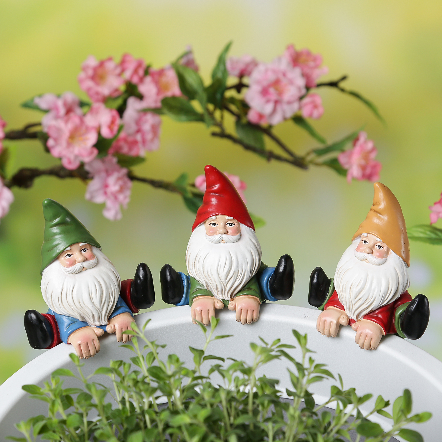 Blumentopfhänger Gartenzwerg - lustige Dekofigur als Topfhänger - Gartenfigur - Polyresin - H: 10cm