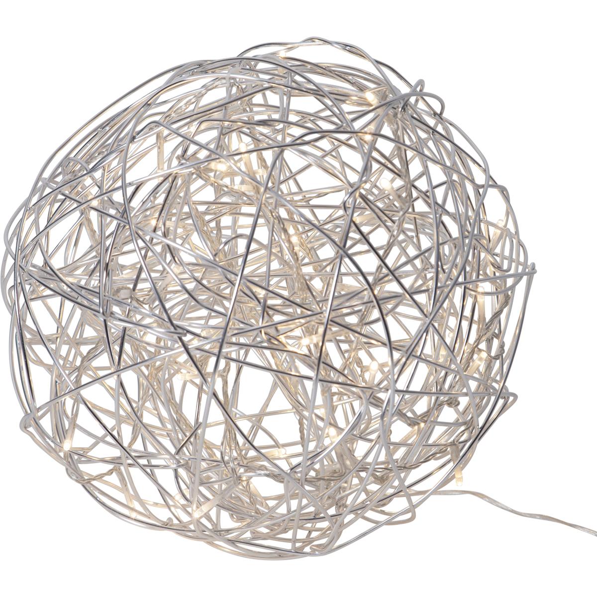 LED 3D Designkugel - D: 30cm - 50 warmweiße LED - Indoor & Outdoor - aus Silberdraht