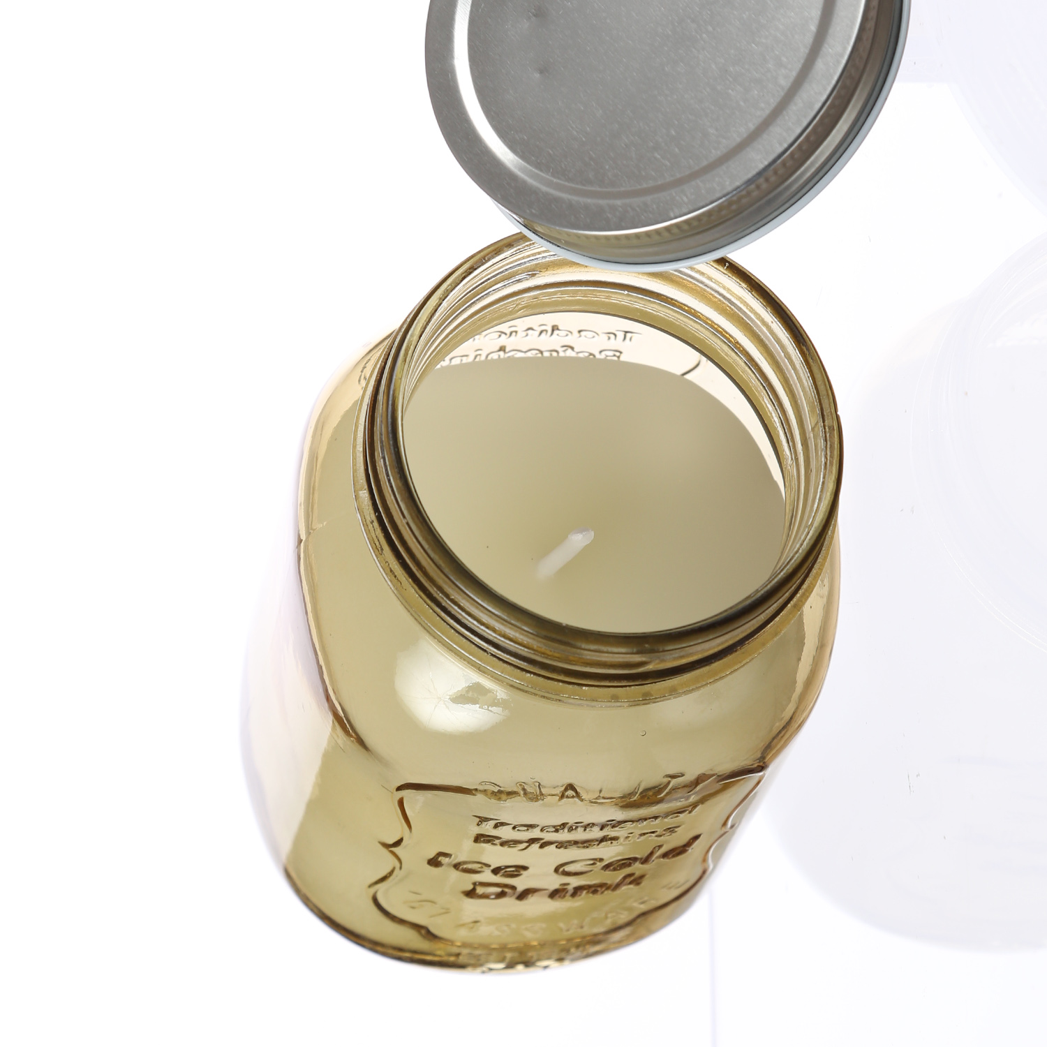 Duftkerze CITRONELLA - Echtwachs im Glas mit Deckel - H: 16,5cm - gegen Stechmücken - gelb