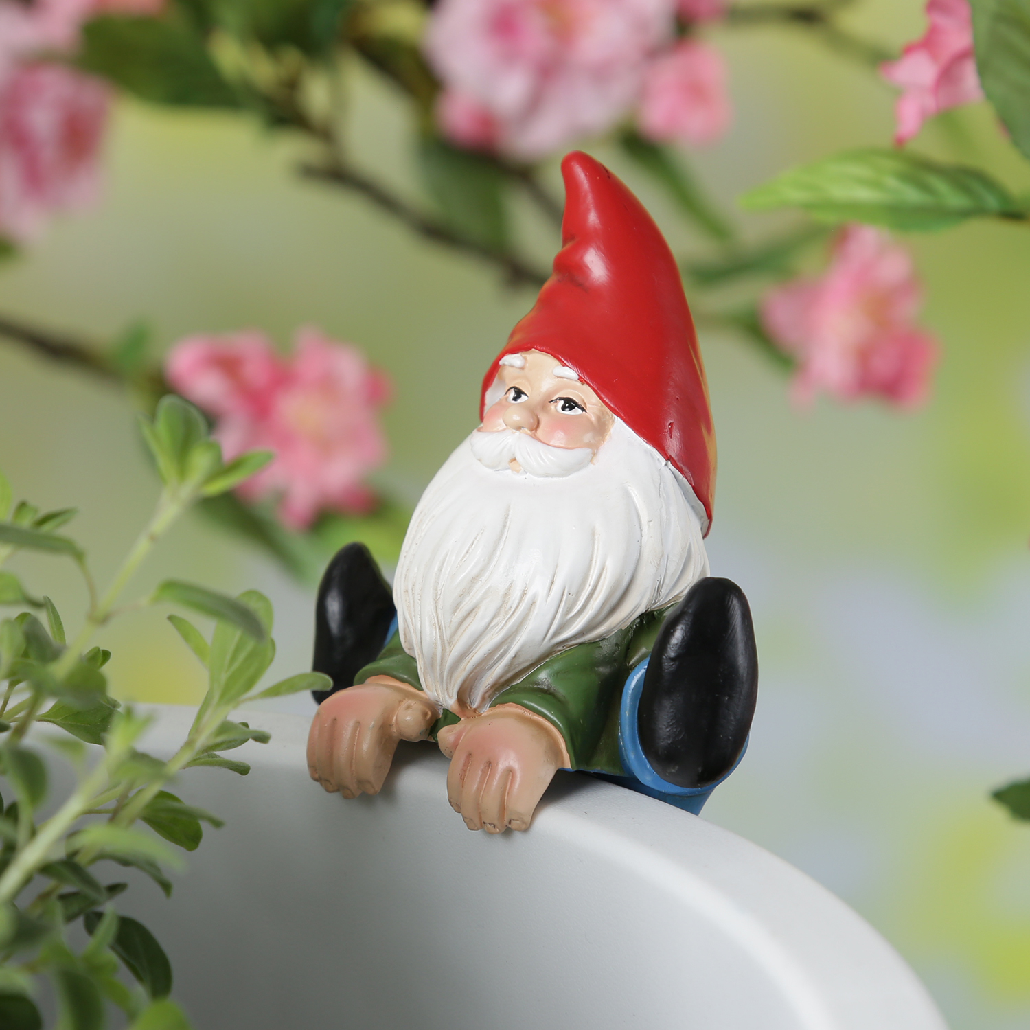 Blumentopfhänger Gartenzwerg - lustige Dekofigur als Topfhänger - Gartenfigur - Polyresin - H: 10cm