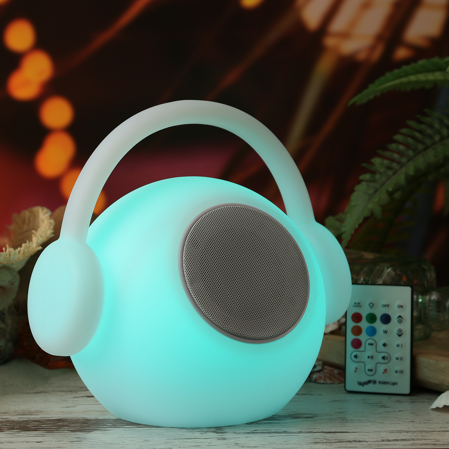 LED Tischleuchte mit Lautsprecher EVE - 15 farbwechselnde LED - H: 27cm - Fernbedienung - für Außen