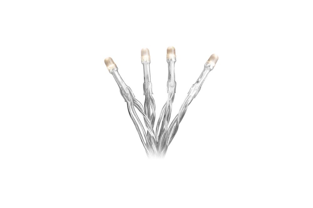 LED Lichterkette - 30 warmweiße LED - L: 4,35m - Timer - an/aus Schalter - Kabel - transparent