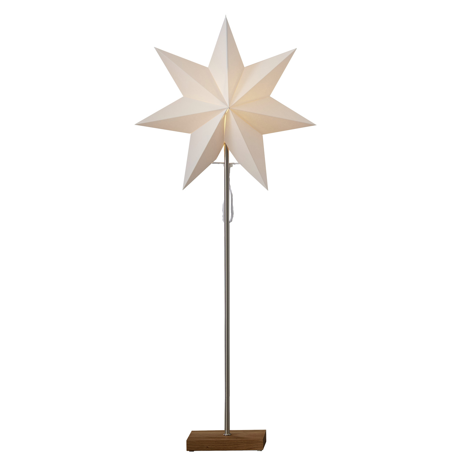 Papierstern Totto - stehend - 7-zackig - H: 80cm - inkl. E14 Fassung u. Kabel - weiß/braun