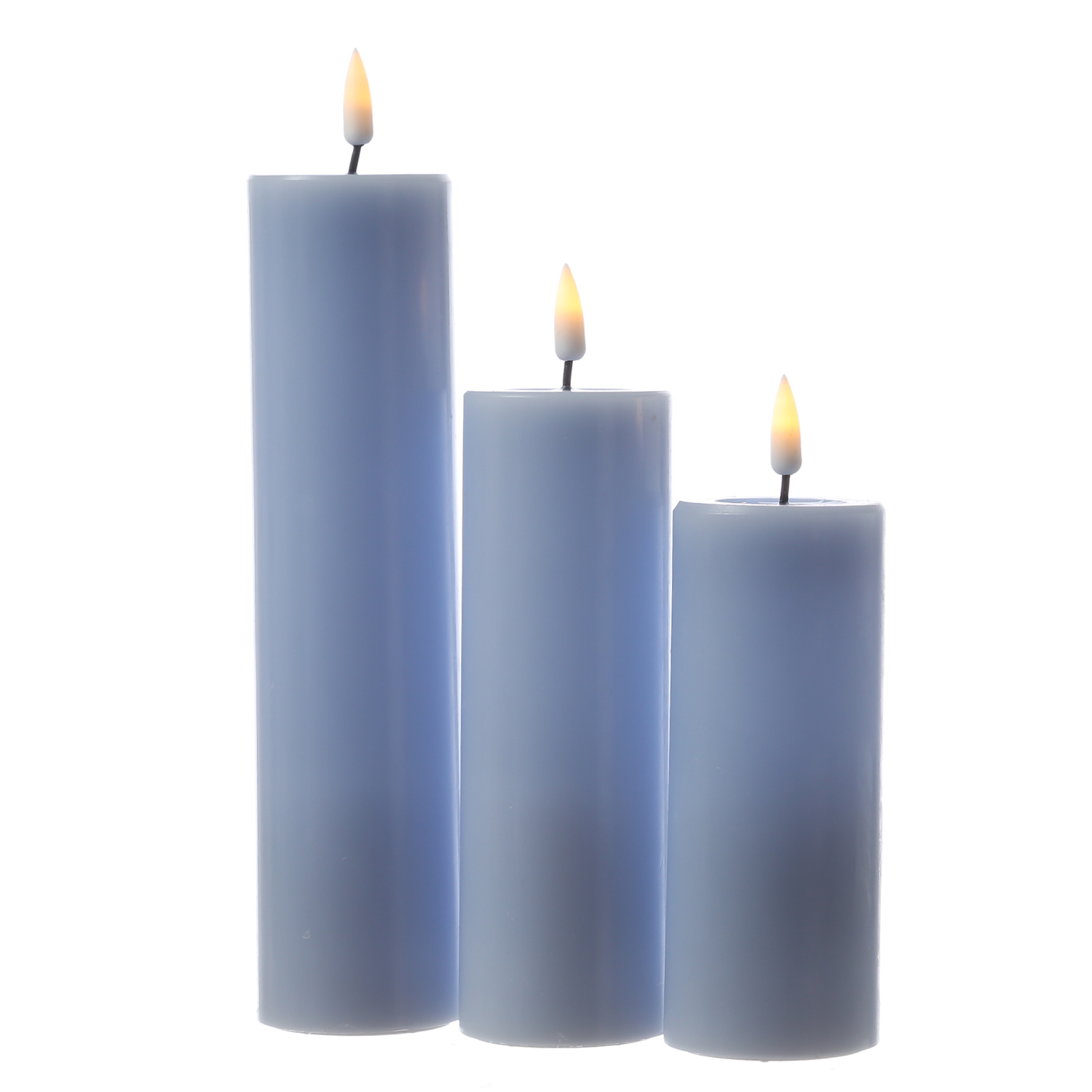 LEDLED Stumpenkerze MIA - Echtwachs - realistische 3D Flamme - H: 12,5cm - D: 5cm - hellblau Stumpenkerze MIA - Echtwachs - realistische 3D Flamme - H: 12,5cm - D: 5cm - hellblau