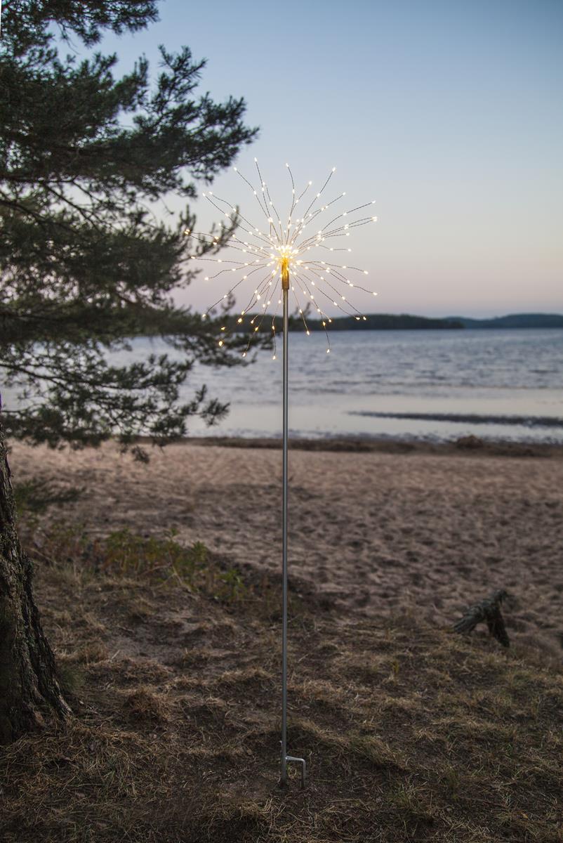 LED Dekostab "Firework" - H: 110cm - 160 kleine daylight LED - inkl. Trafo - outdoor - silber