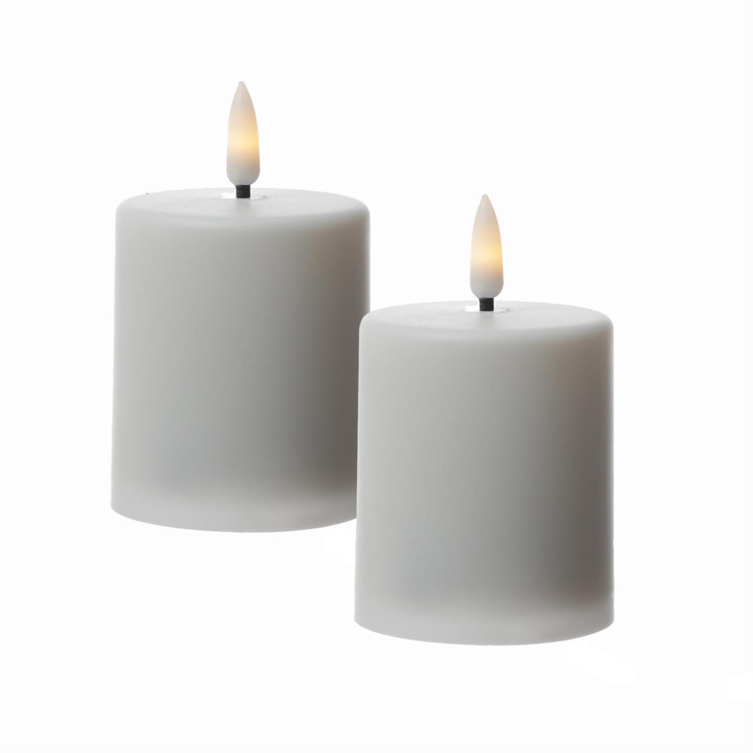 LED Mini Kerzen-Grabkerzen - H- 10cm-D- 6-1cm - Timer-Sensor - fuer Innen-Aussen - bis 1200h - 2er Set