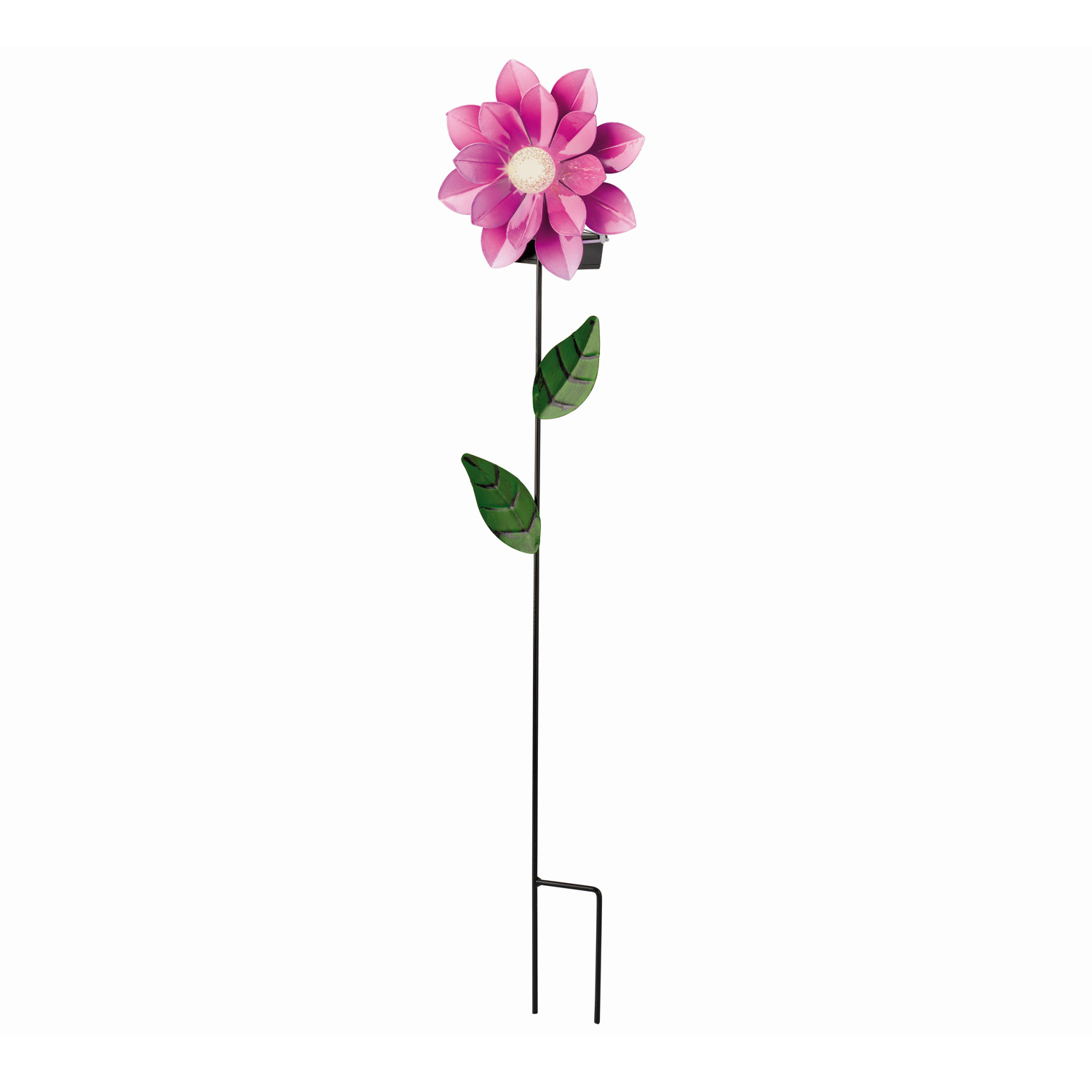 LED Solar Gartenstecker Blume - warmweiße LED - H: 49,5cm - Lichtsensor - pink