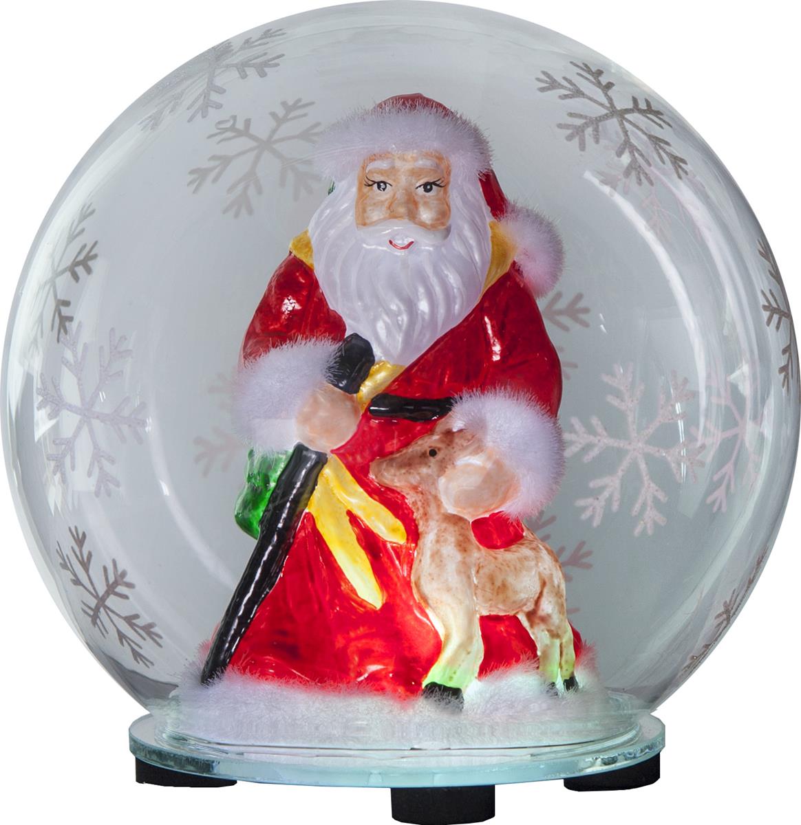 LED Deko Kugel "Bubble" Weihnachtsmann - RGB Farbwechsel - D: 12cm, H: 13,5cm - Batteriebetrieb