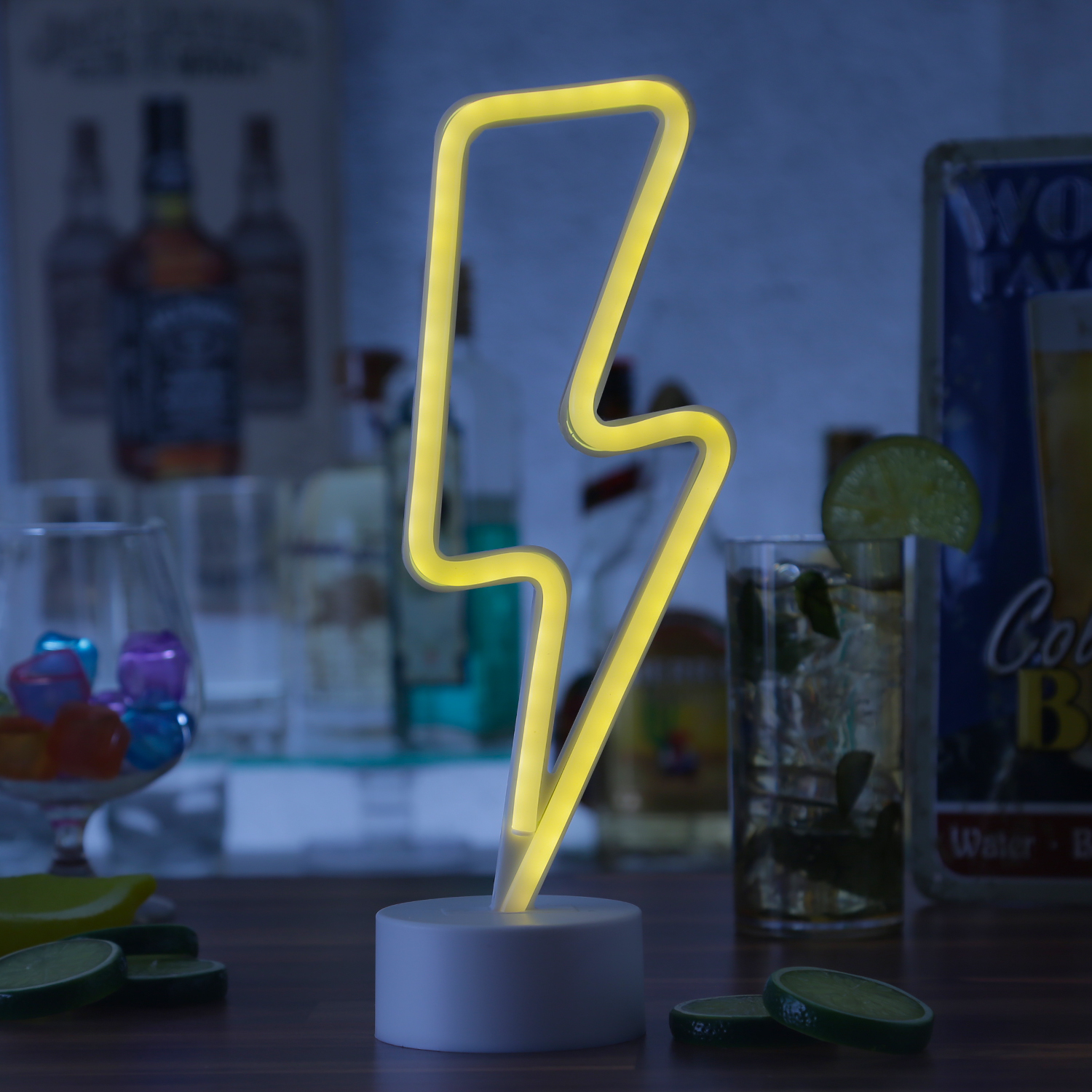 LED NEON Figur BLITZ - Dekoleuchte - H: 30cm - Batterie oder USB Betrieb - stehend - warmweiß