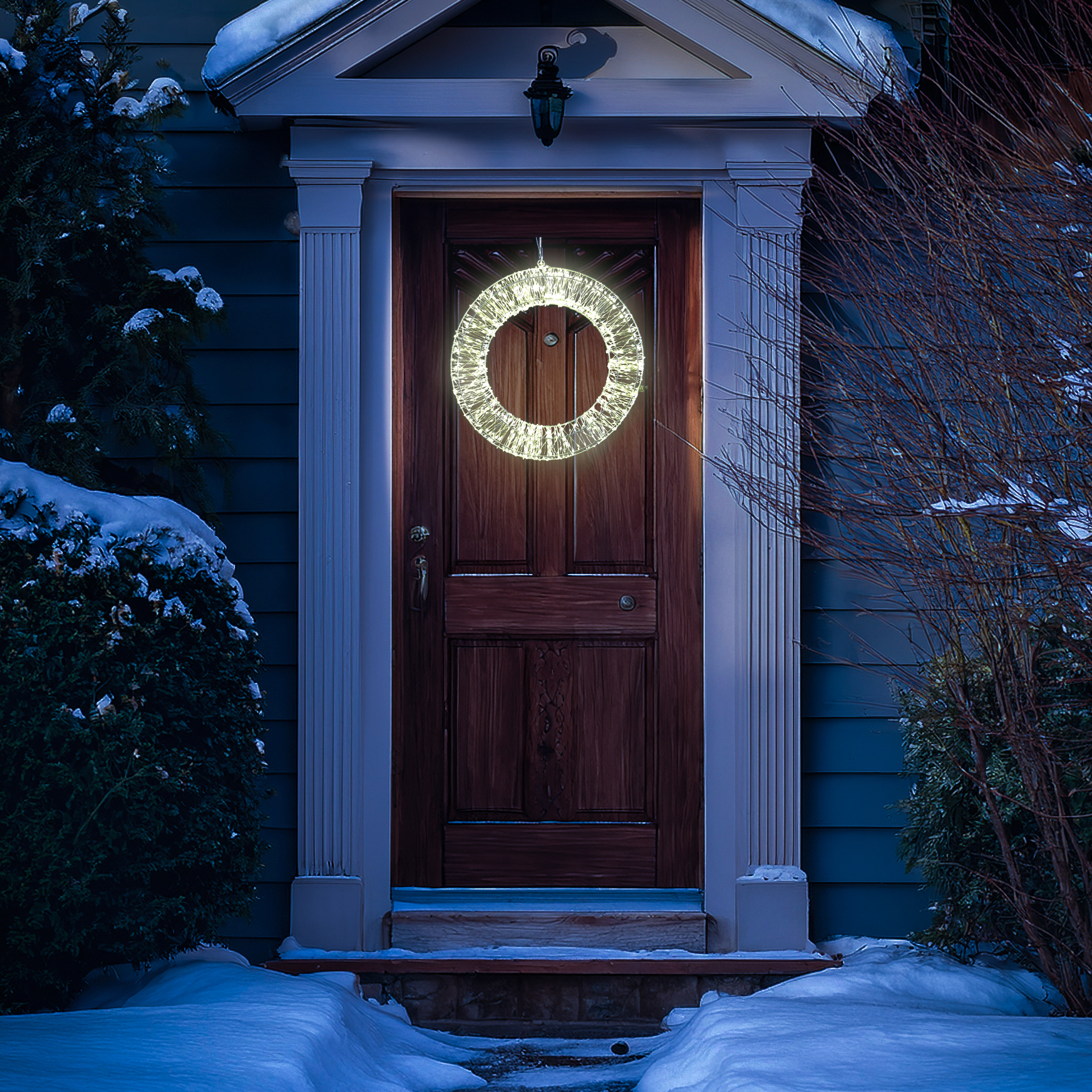 LED Kranz abgeflacht - Lichterkranz mit 1500 warmweißen LED - D: 40cm - 8Modi/Timer - Innen/Außen