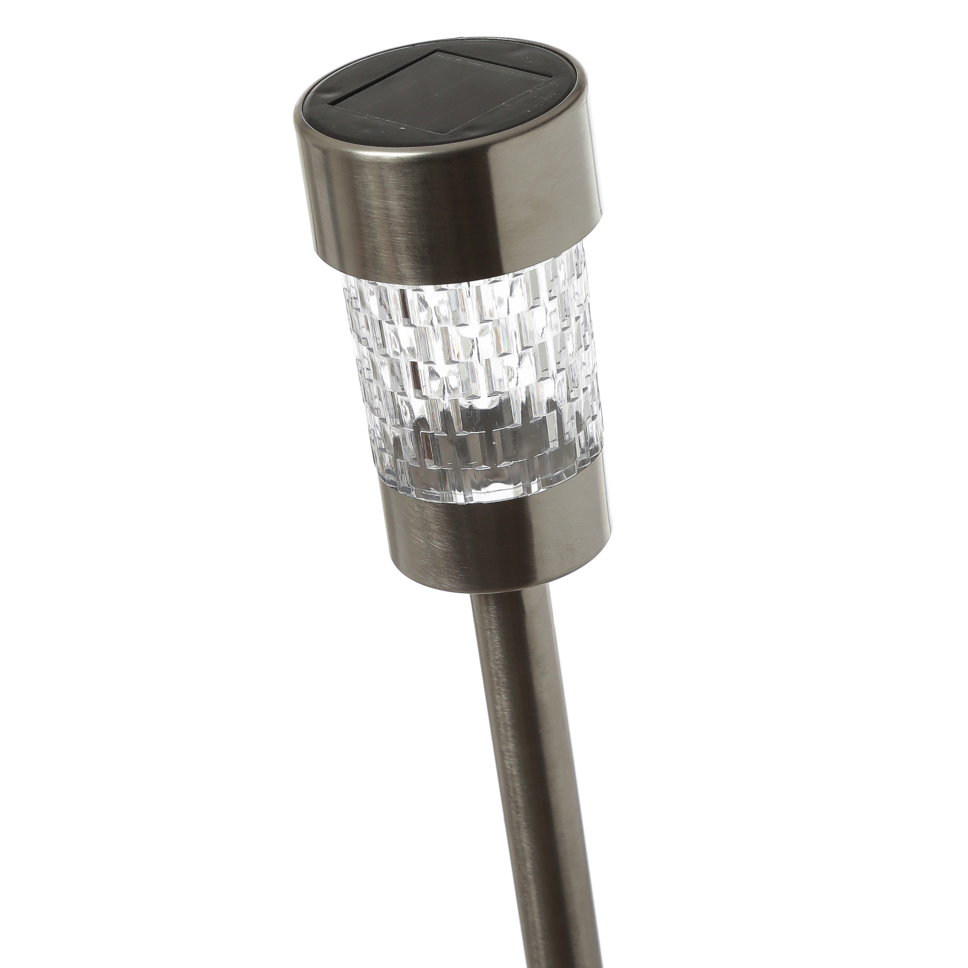 LED Solar Wegleuchten mit Erdspieß - Edelstahl - warmweiße LED - H: 15cm - silber -  10er Set