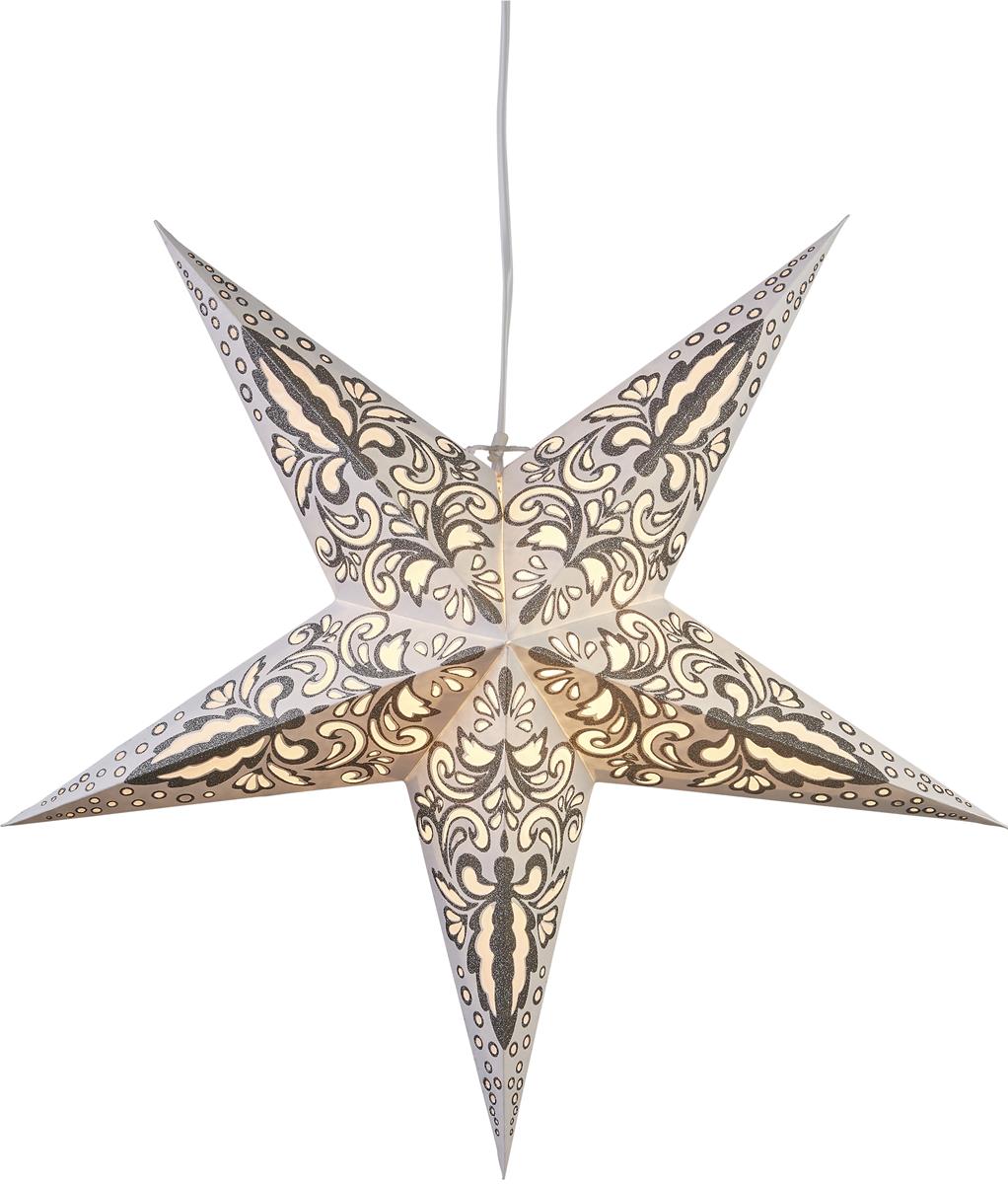 Papierstern Blaze - hängend - 5-zackig - D: 60cm - beige, silber