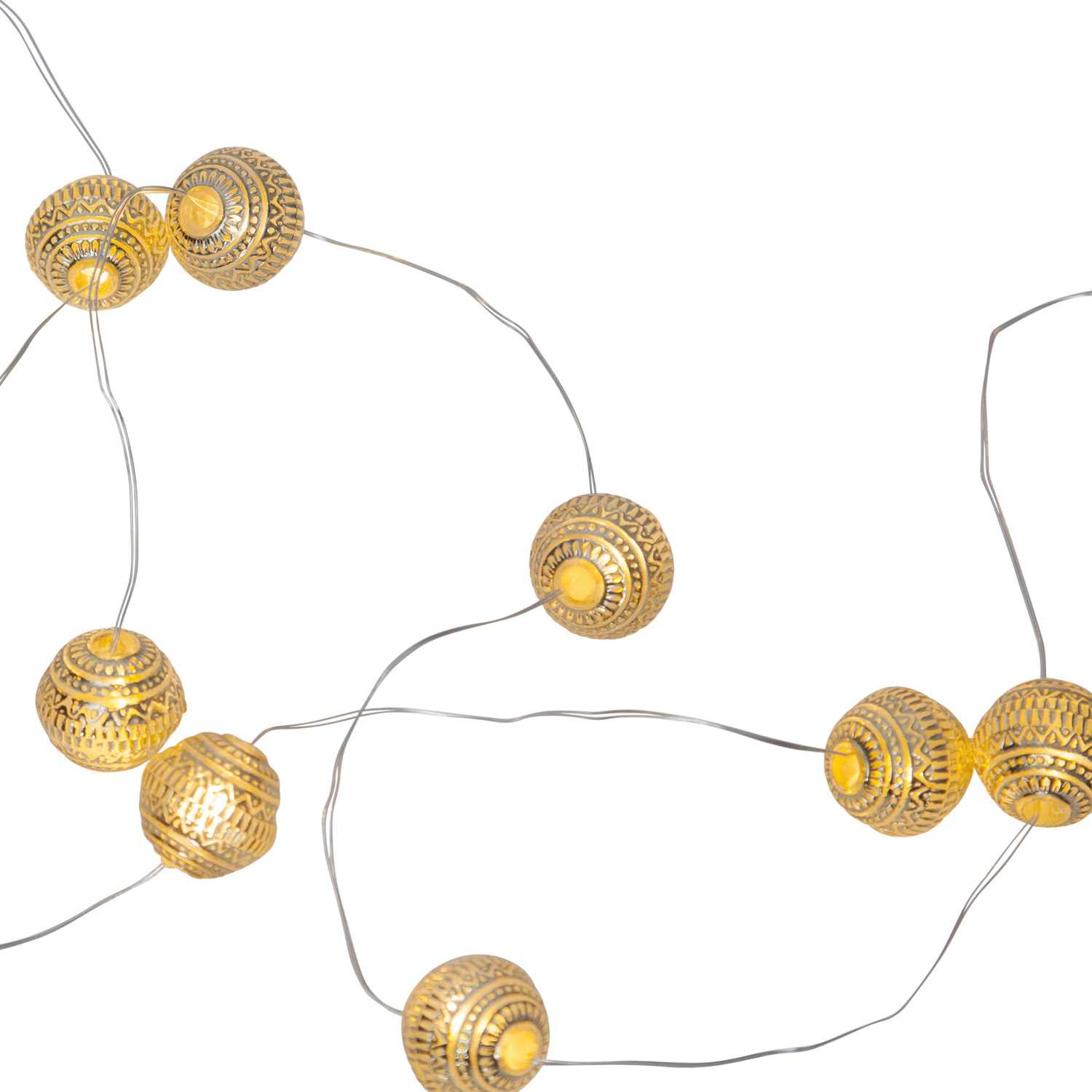 LED Lichterkette "Dew Drop" - 105 warmweiße LED - 0,9m - Batteriebetrieb - Timer - goldene Kugeln