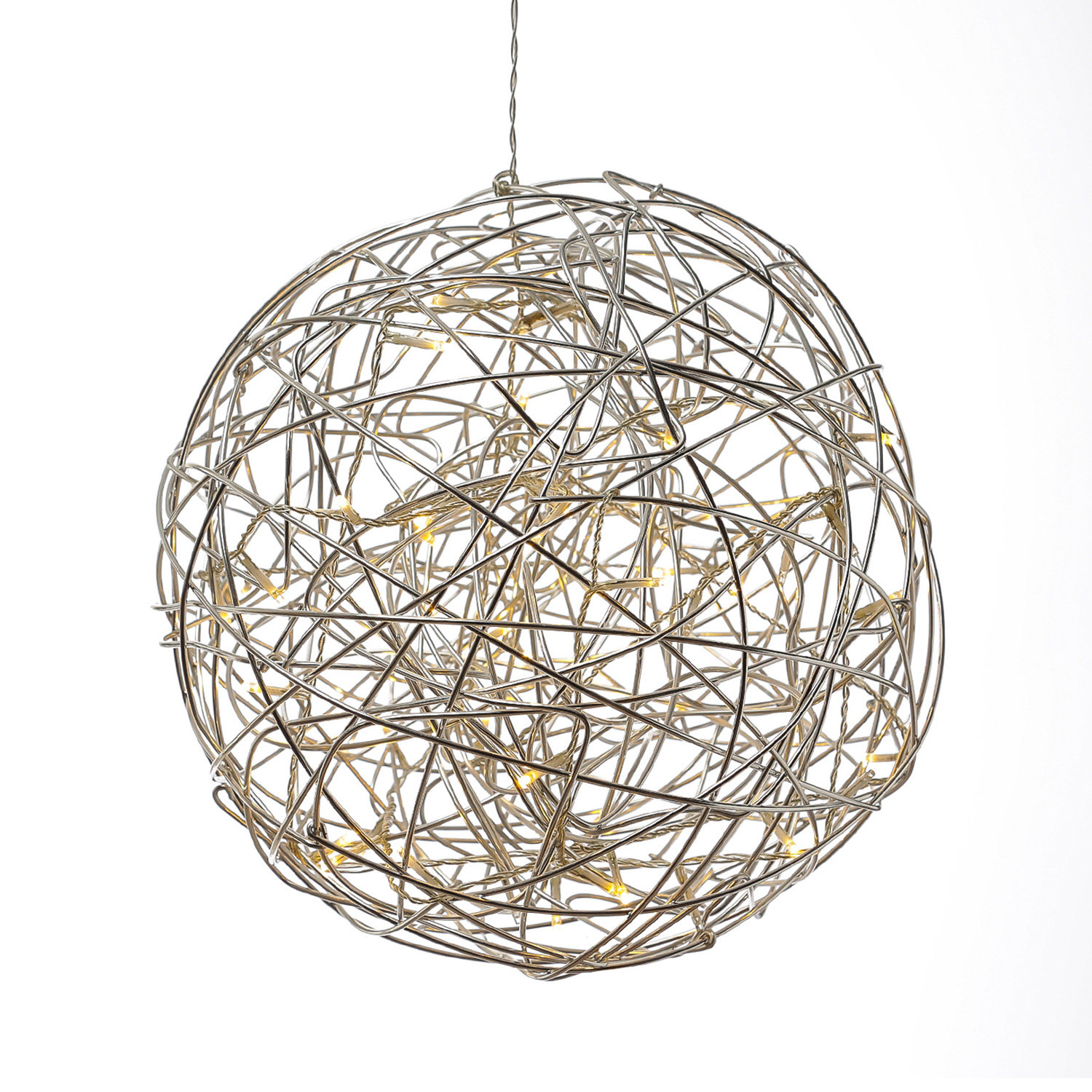 B-Ware LED 3D Drahtkugel TRASSEL - 100 warmweiße LED - D: 37cm - für Innen und Außen - silber