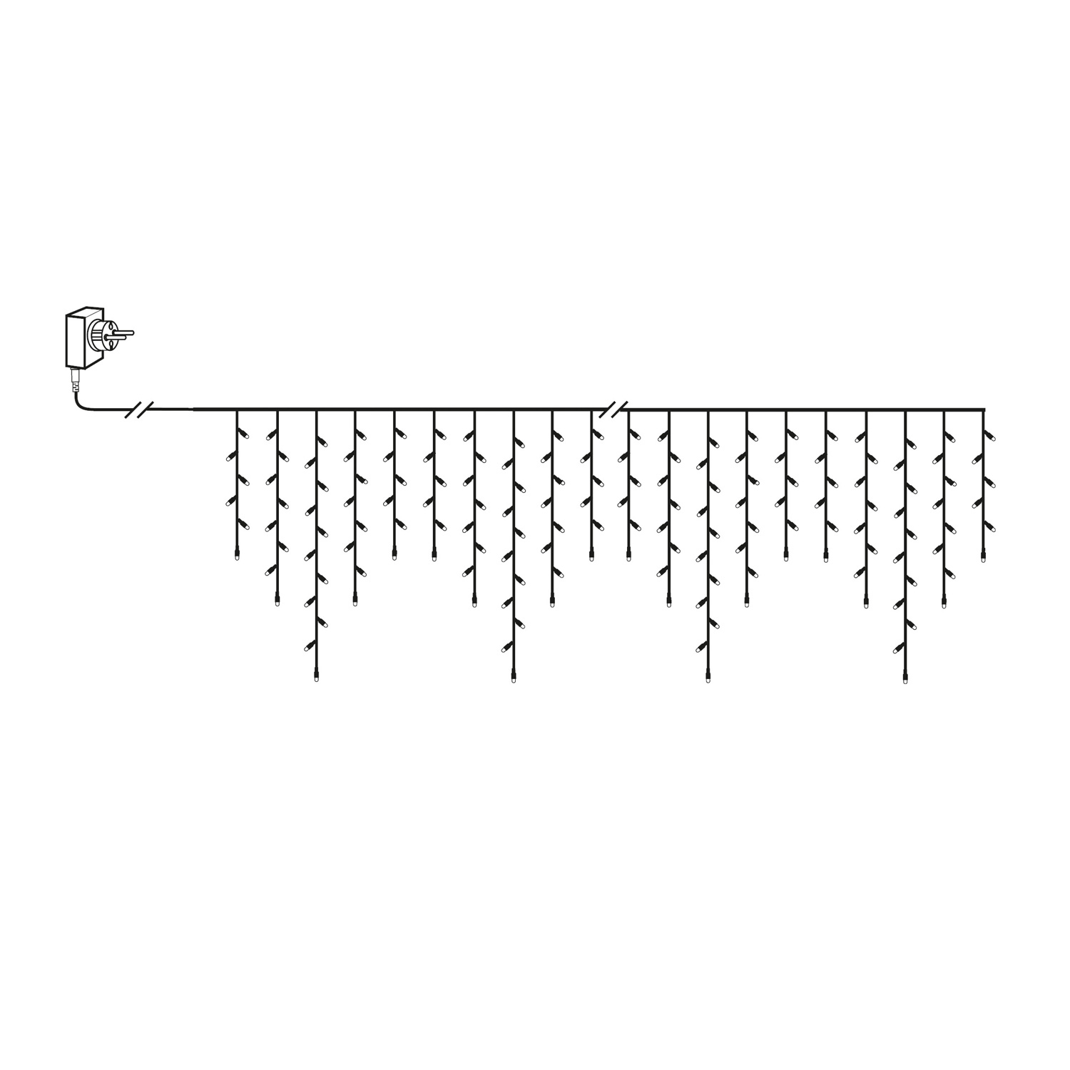 LED Lichtvorhang - Serie LED - outdoor - 240 ultra warmweiße LED - L: 5,9m, H: 55cm - schwarzes Kabel