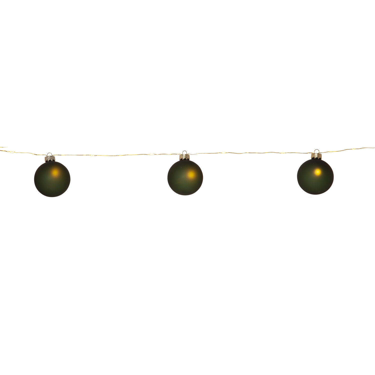 LED Lichterkette Christbaumkugel - Glas - 22 warmweiße LED - L: 1,6m - Timer - Batterie - grün