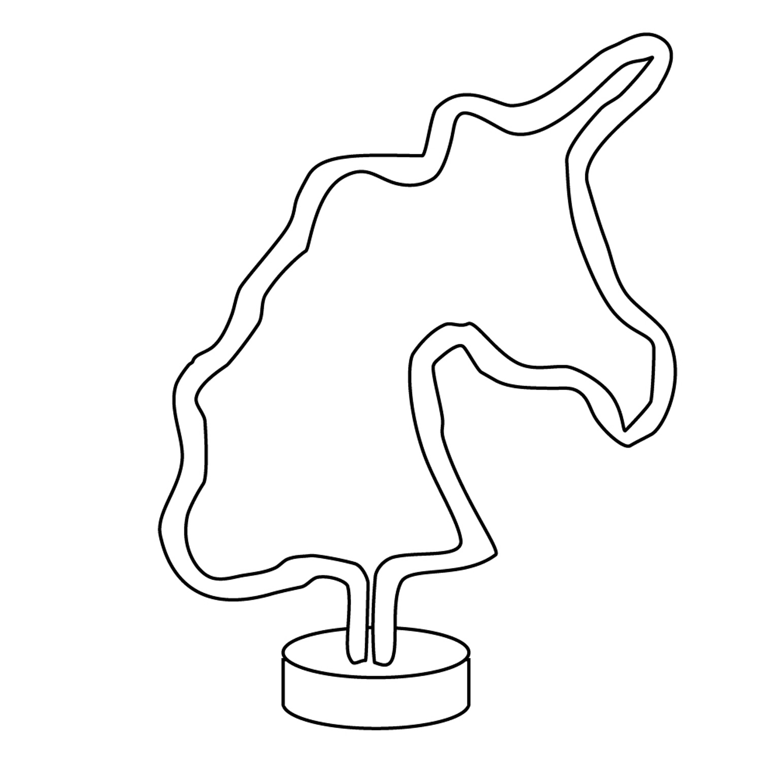LED NEON Figur EINHORN - Dekoleuchte - H: 30cm - Batterie oder USB Betrieb - stehend - warmweiß