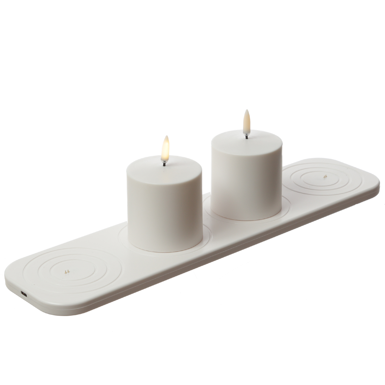 LED Kerzen - 2 wiederaufladbare LED Kerzen mit Ladestation - 6,8cm x 6,8cm - Timer - Innen/Außen