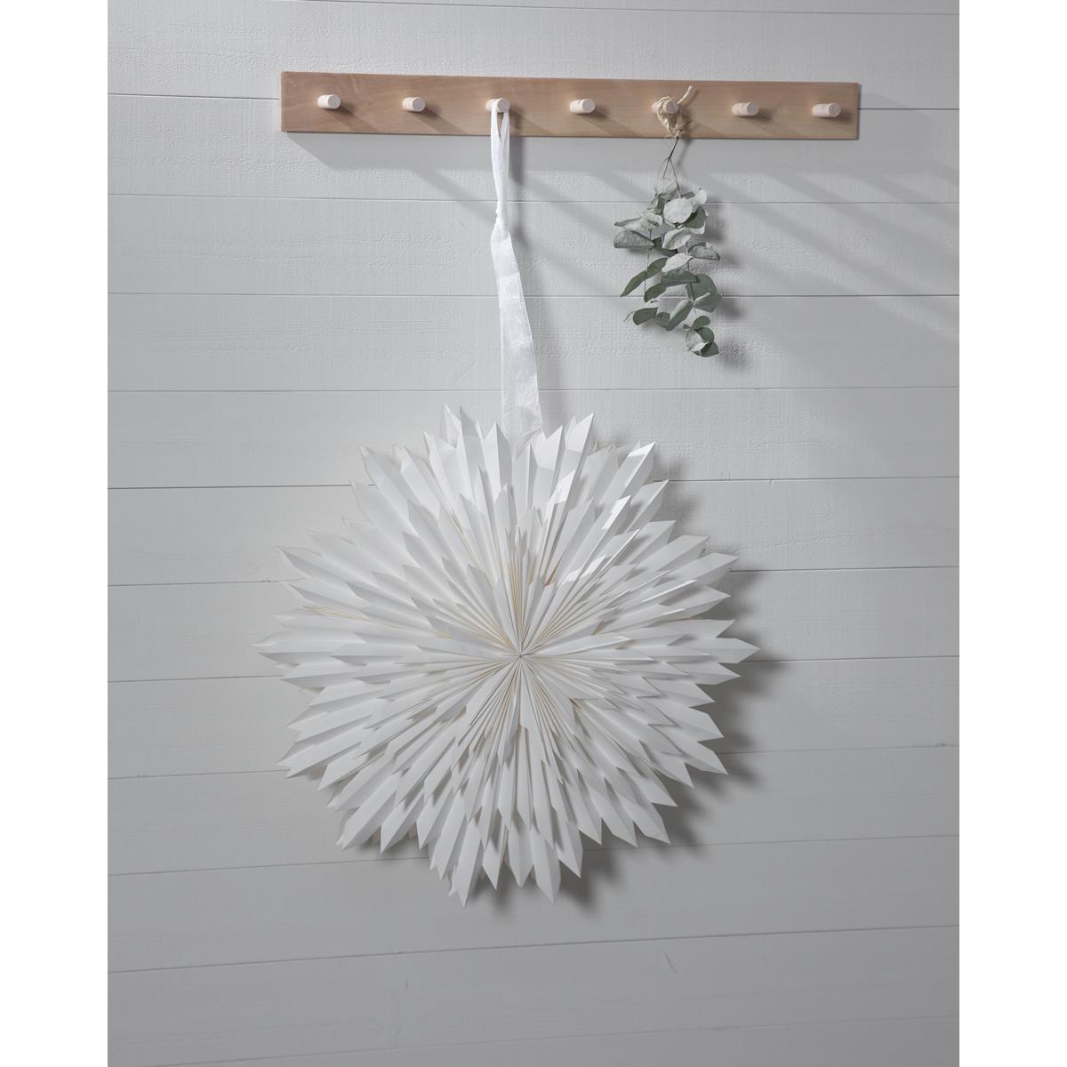 Papierstern - Ice - hängend - D: 50cm - mit Band - zerknittertes Papier - 3 - lagig - weiß