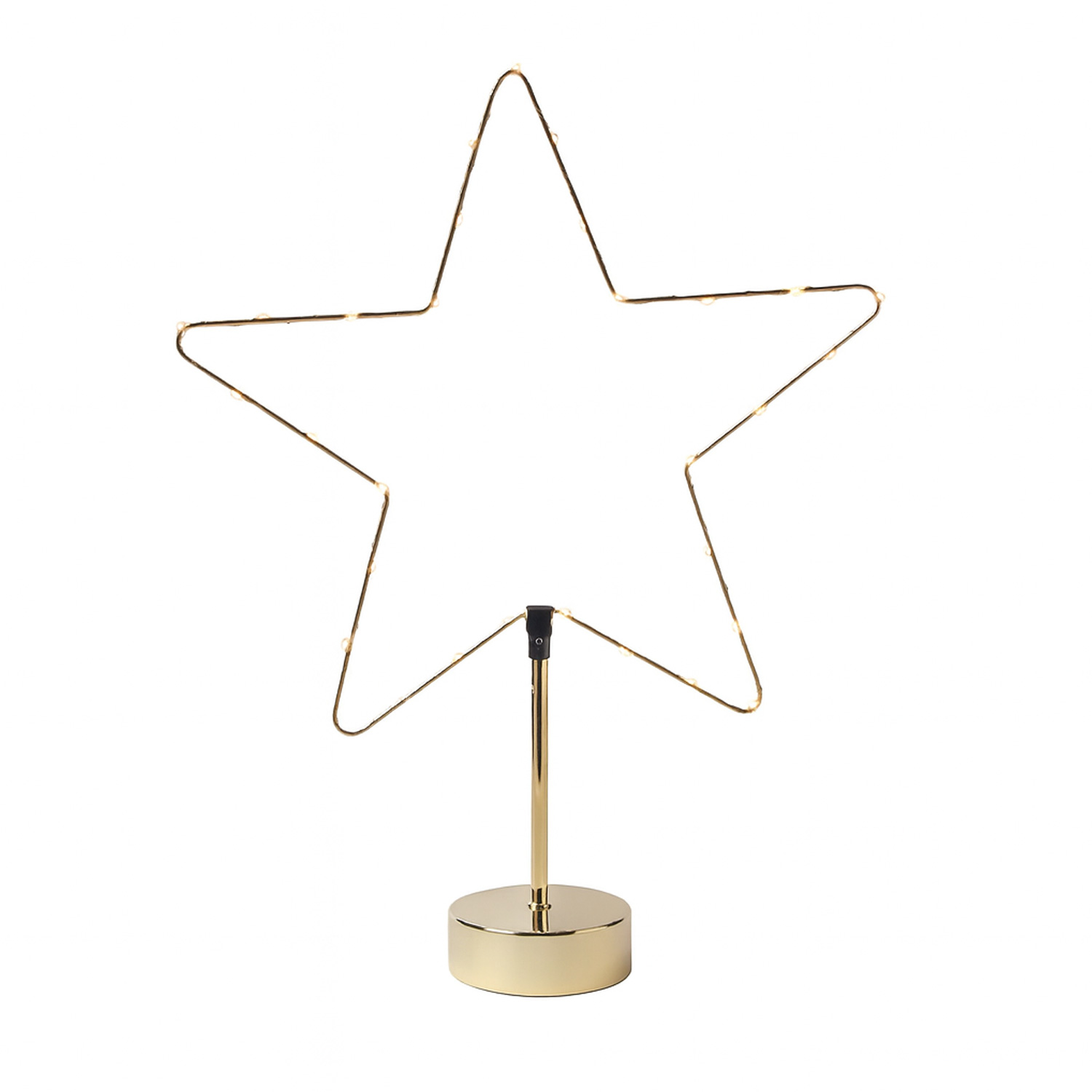 LED Stern - Kombi Dekoleuchte Herz/Stern - wechselbarer Aufsatz - H50cm - Batterie - Timer - gold