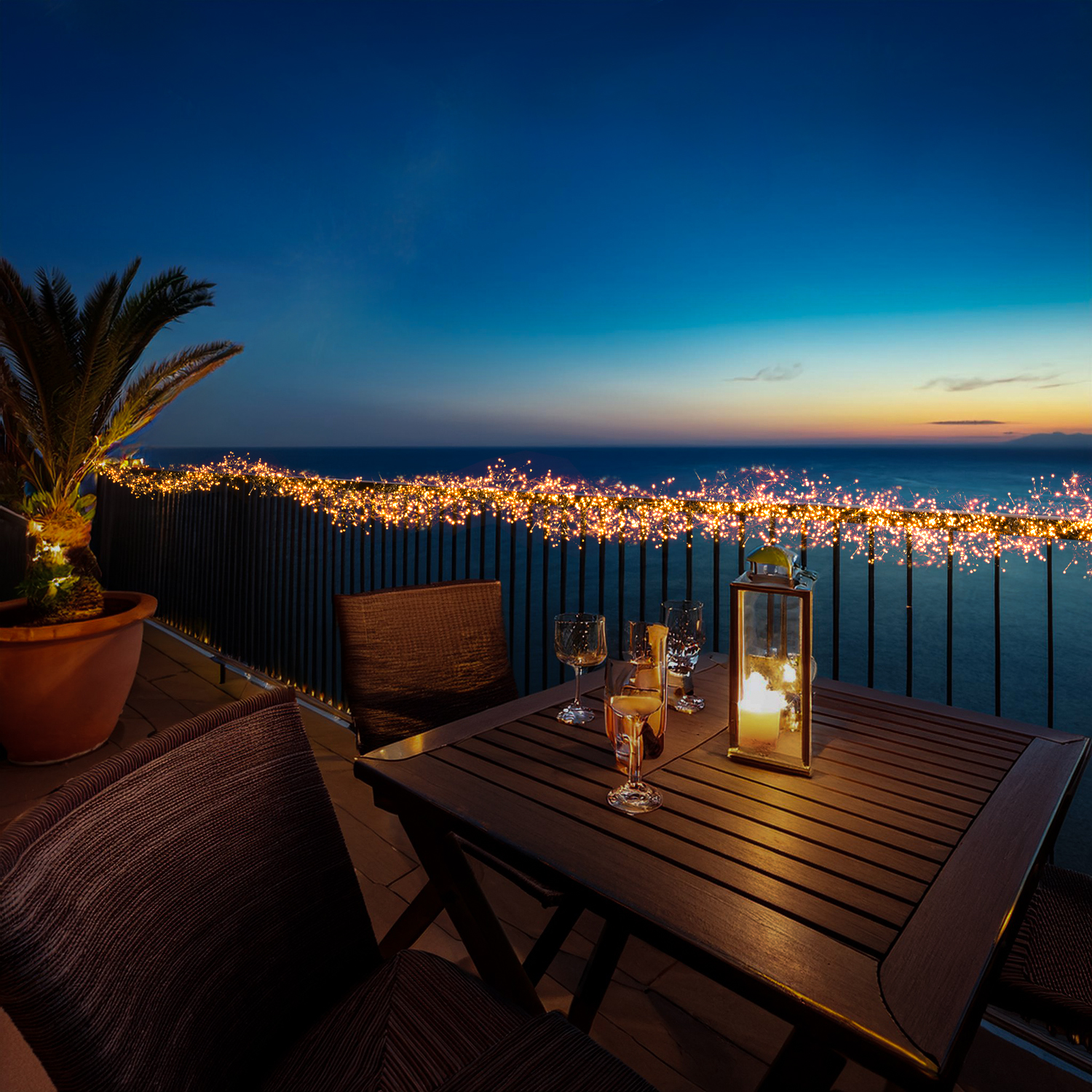 LED Büschellichterkette - Cluster - 3000 bernstein LED - L: 28m - 8 Funkt. - Timer - Innen/Außen