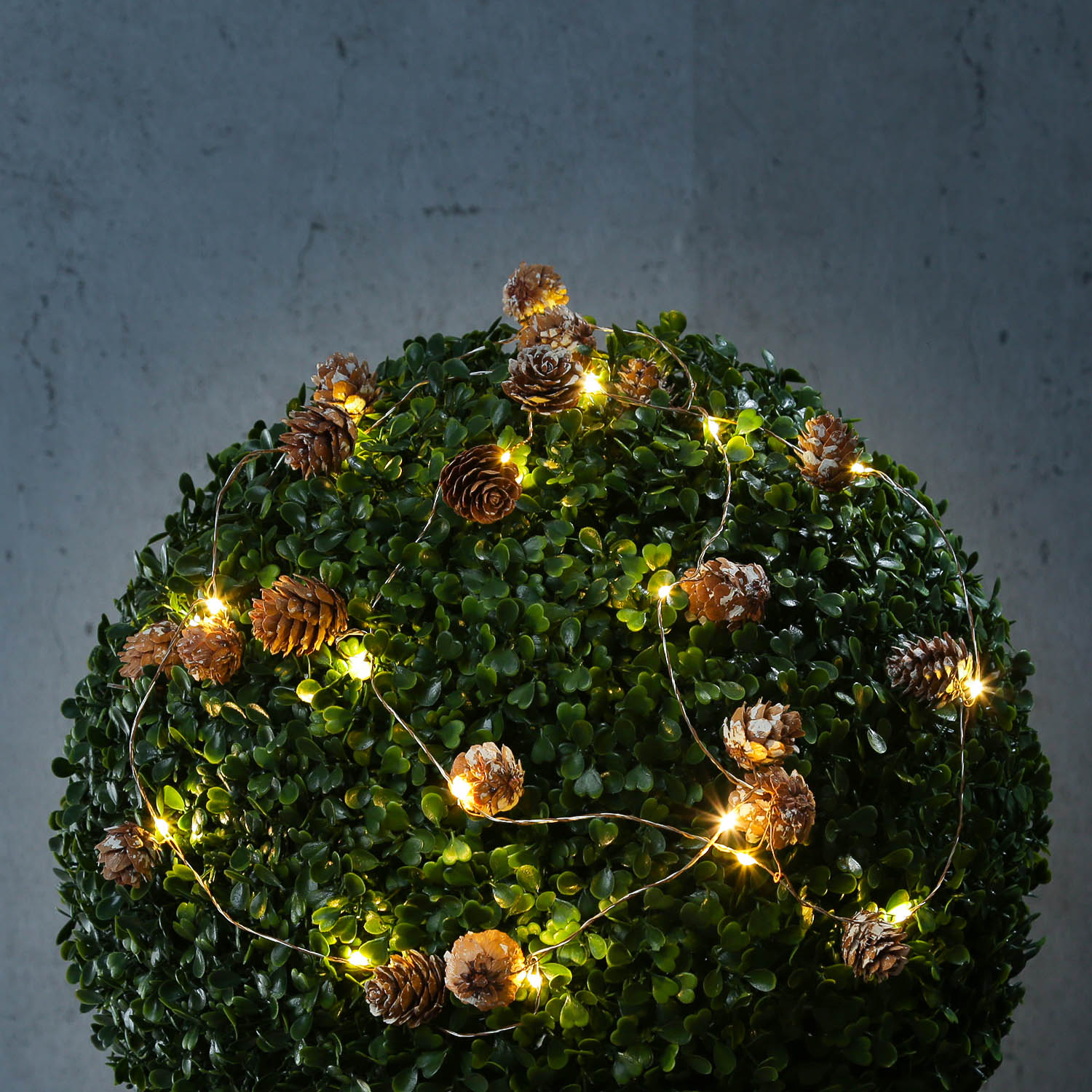 LED Lichterkette Tannenzapfen - 20 warmweiße LED - L: 1,9m - Timer - Batteriebetrieb