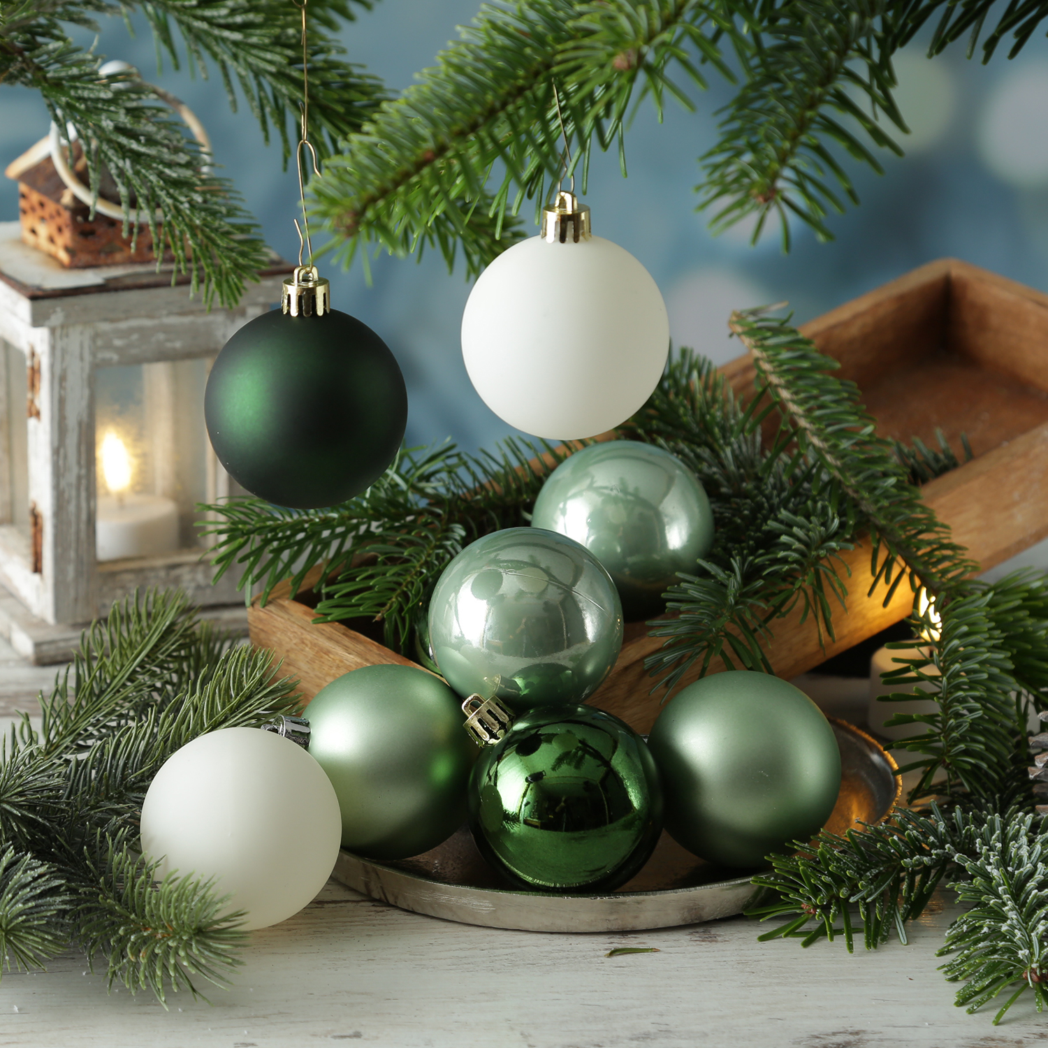 Christbaumkugeln - Weihnachtskugeln - bruchfest - D: 6cm - glänzend/matt - grün, weiß - 30St.