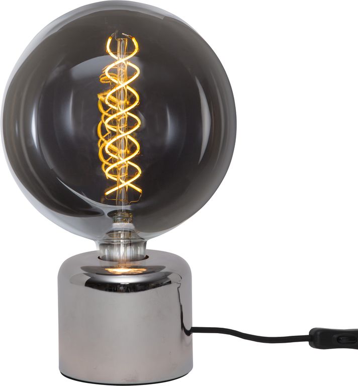 Lampenhalterung GLANS - Tischleuchte - E27 - stehend - Kabel mit Schalter - silber