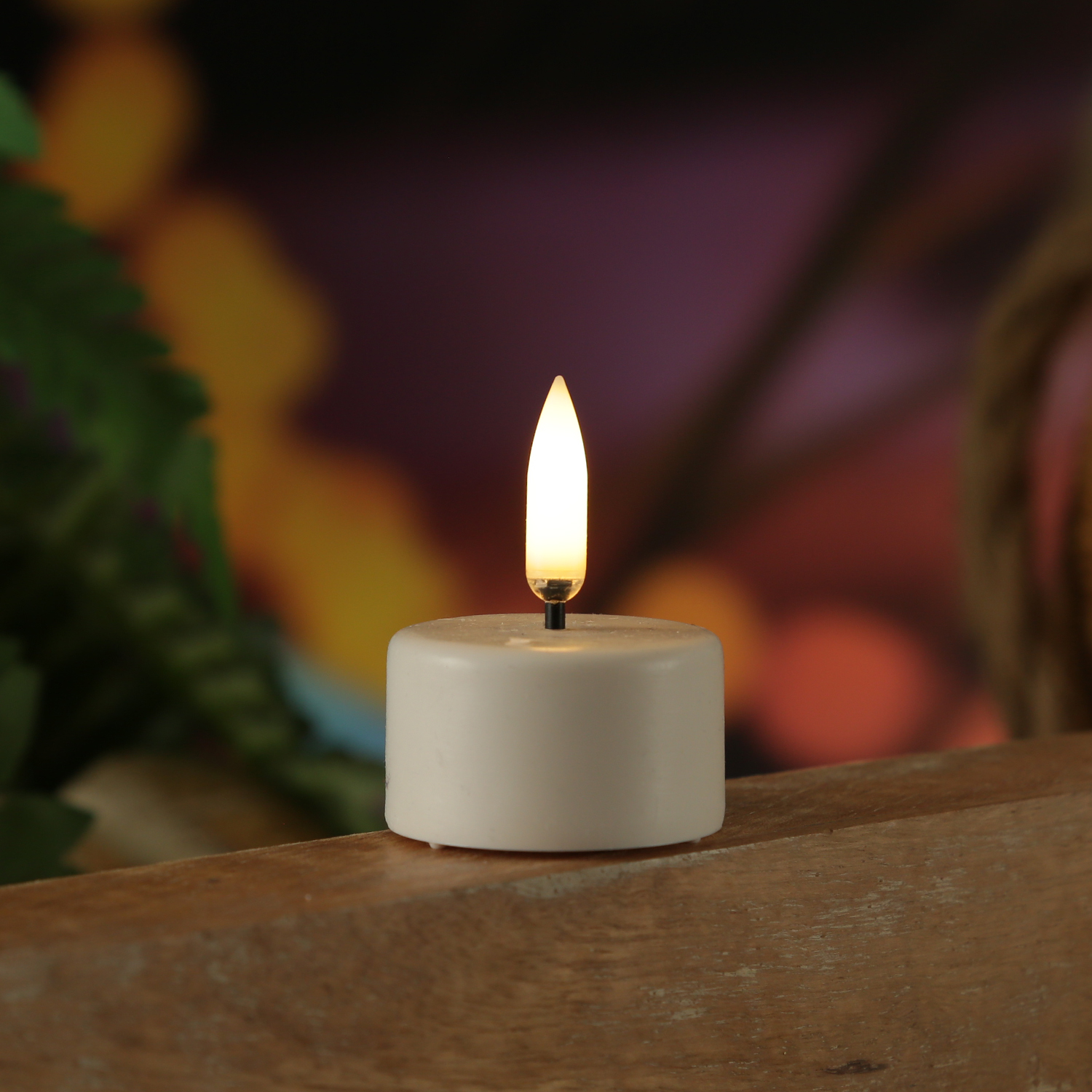 LED Teelicht THEA - realistische 3D Flamme - D: 4cm - Timer - Batteriebetrieb - weiß