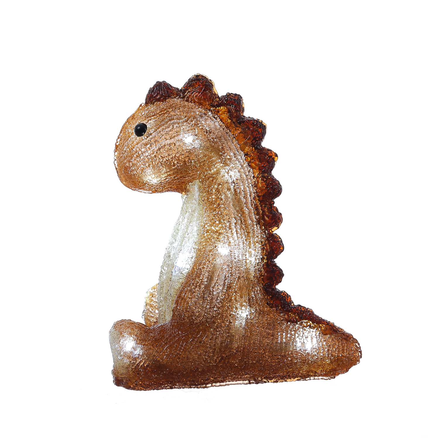 LED Dinosaurier - Acryl Tierfigur - 20 kaltweiße LED - H: 21cm - Timer - Batteriebetrieb - braun
