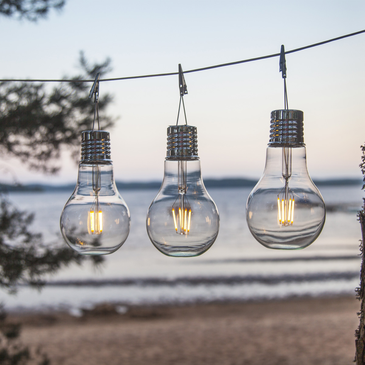 LED Solar XL Glühbirne - warmweißes Filament - H: 18cm - Dämmerungssensor - outdoor - 10 Stück