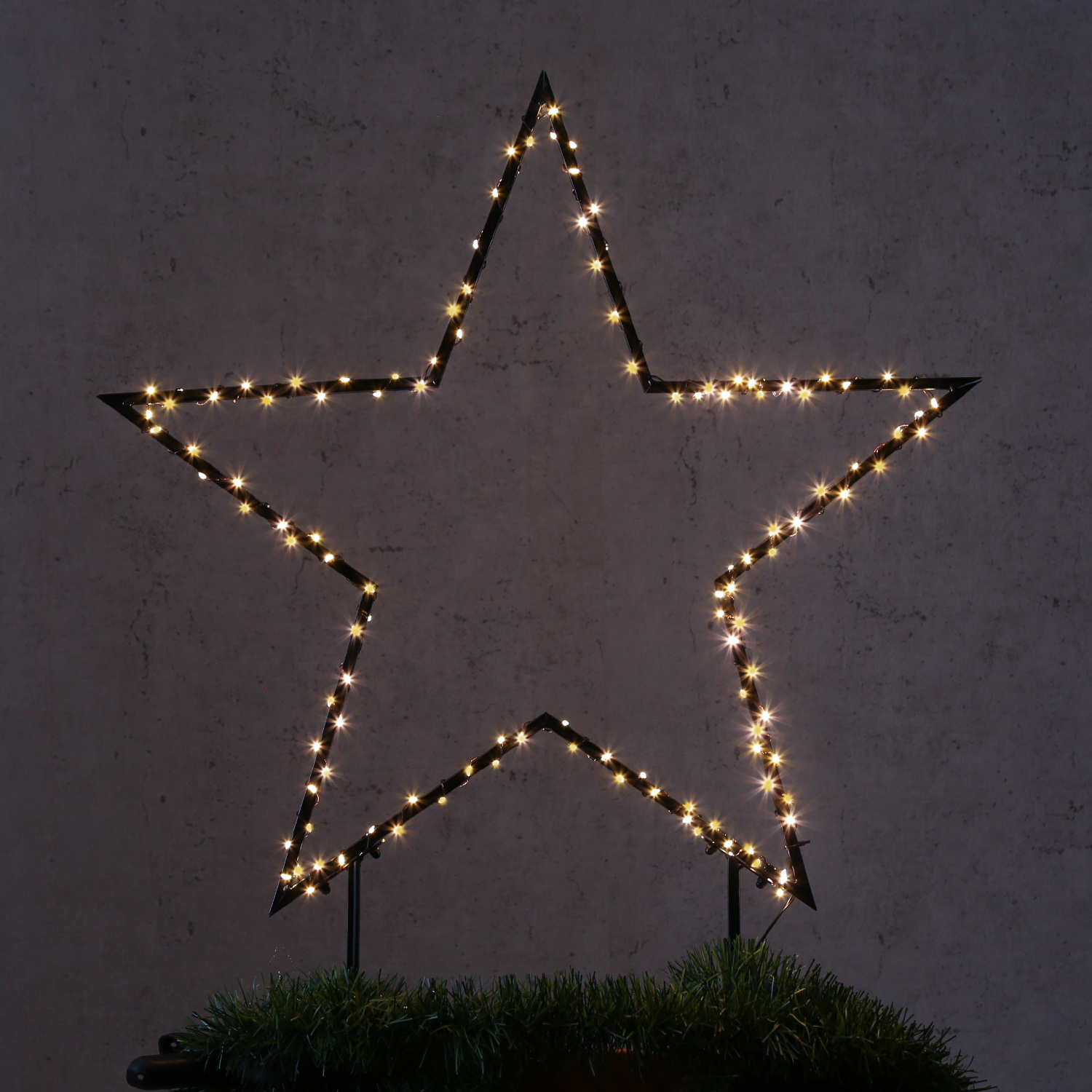 LED Gartenstecker Stern - stehend - H: 115cm - 150 warmweiße LED - inkl. Kabel - f. Außen