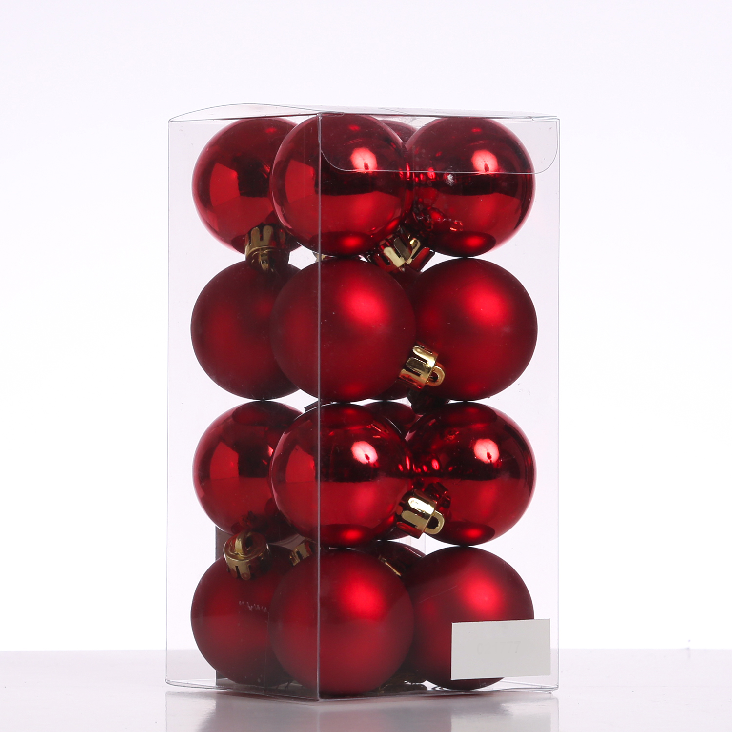 Christbaumkugel - Weihnachtsbaumkugel  - bruchfest - D: 4cm - glänzend und matt - rot - 16er Set