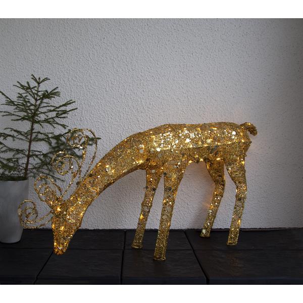 LED-Rentier mit Pailletten "Sequini" - 96 warmweiße LED - H: 55cm - goldene Pailletten - Outdoor LED-Rentier mit Pailletten "Sequini" - 96 warmweiße LED - H: 55cm - goldene Pailletten - Outdoor