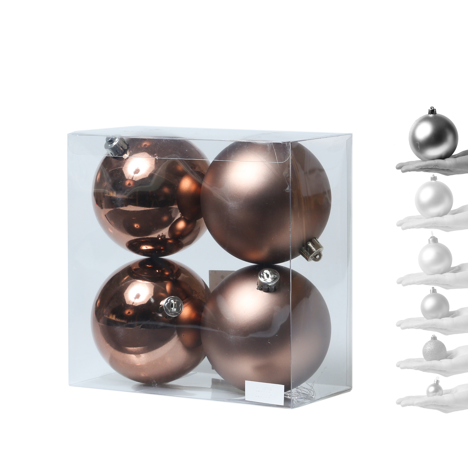 Christbaumkugel - Weihnachtsbaumkugel - bruchfest - D: 10cm - glänzend, matt - braun - 4er Set